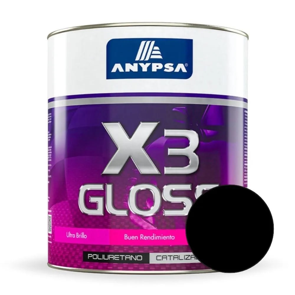GLOSS POLIURETANO X-3 NEGRO 900ML ANYPSA1