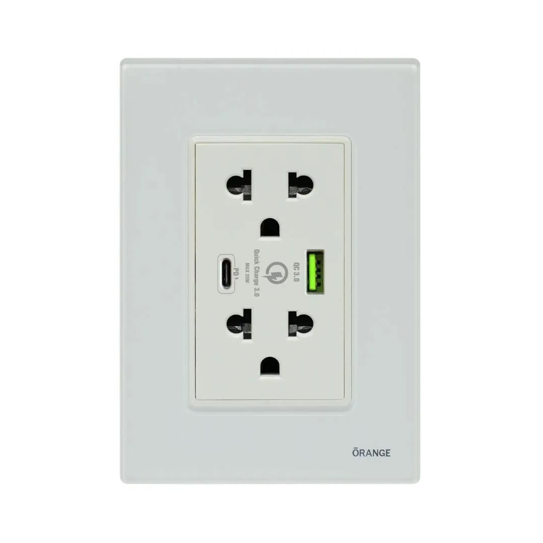 TOMACORRIENTE DOBLE UNIVERSAL VITRO LT USB + C 20W ORANGE
