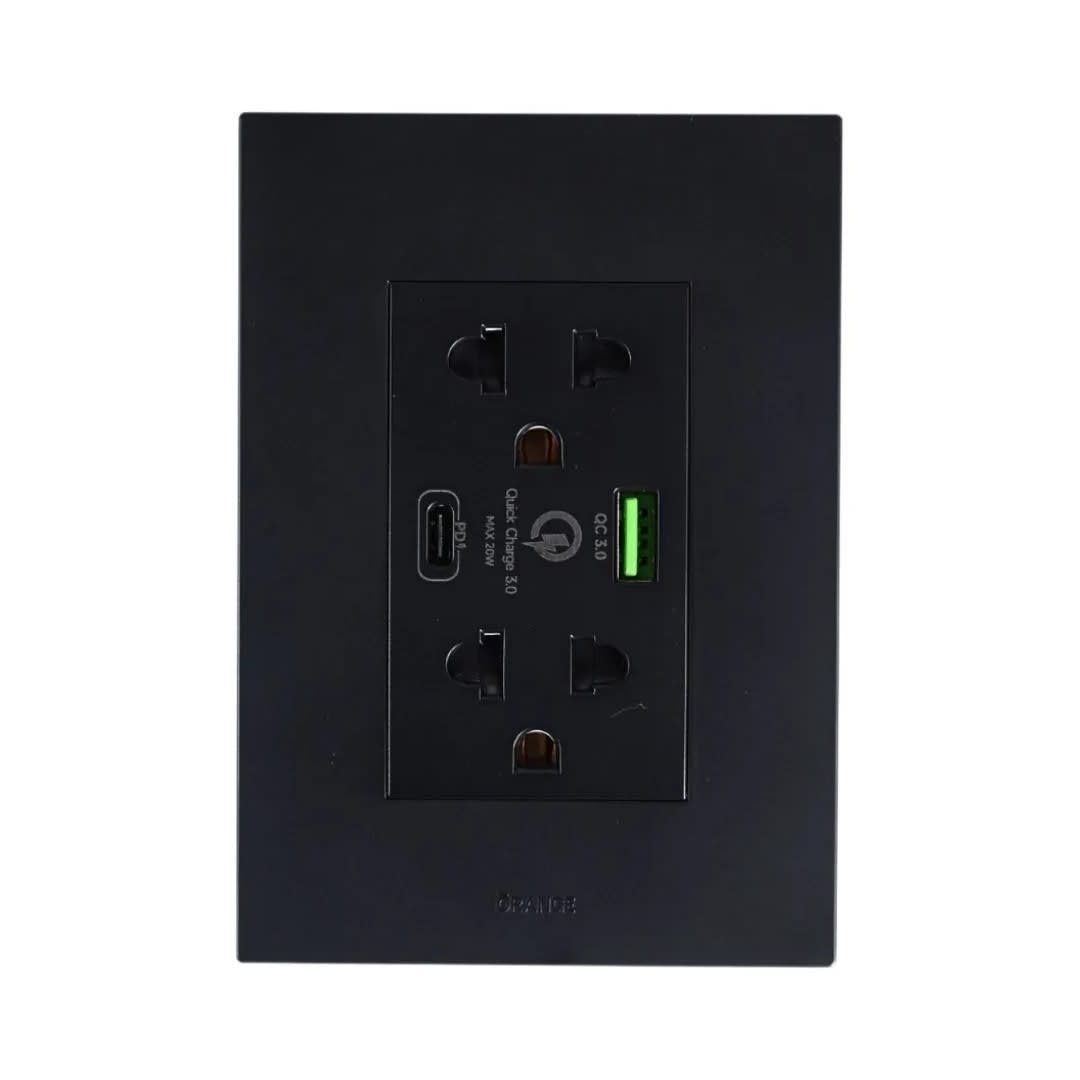 TOMACORRIENTE DOBLE UNIVERSAL MATTE CON USB Y TIPO C 15W ORANGE