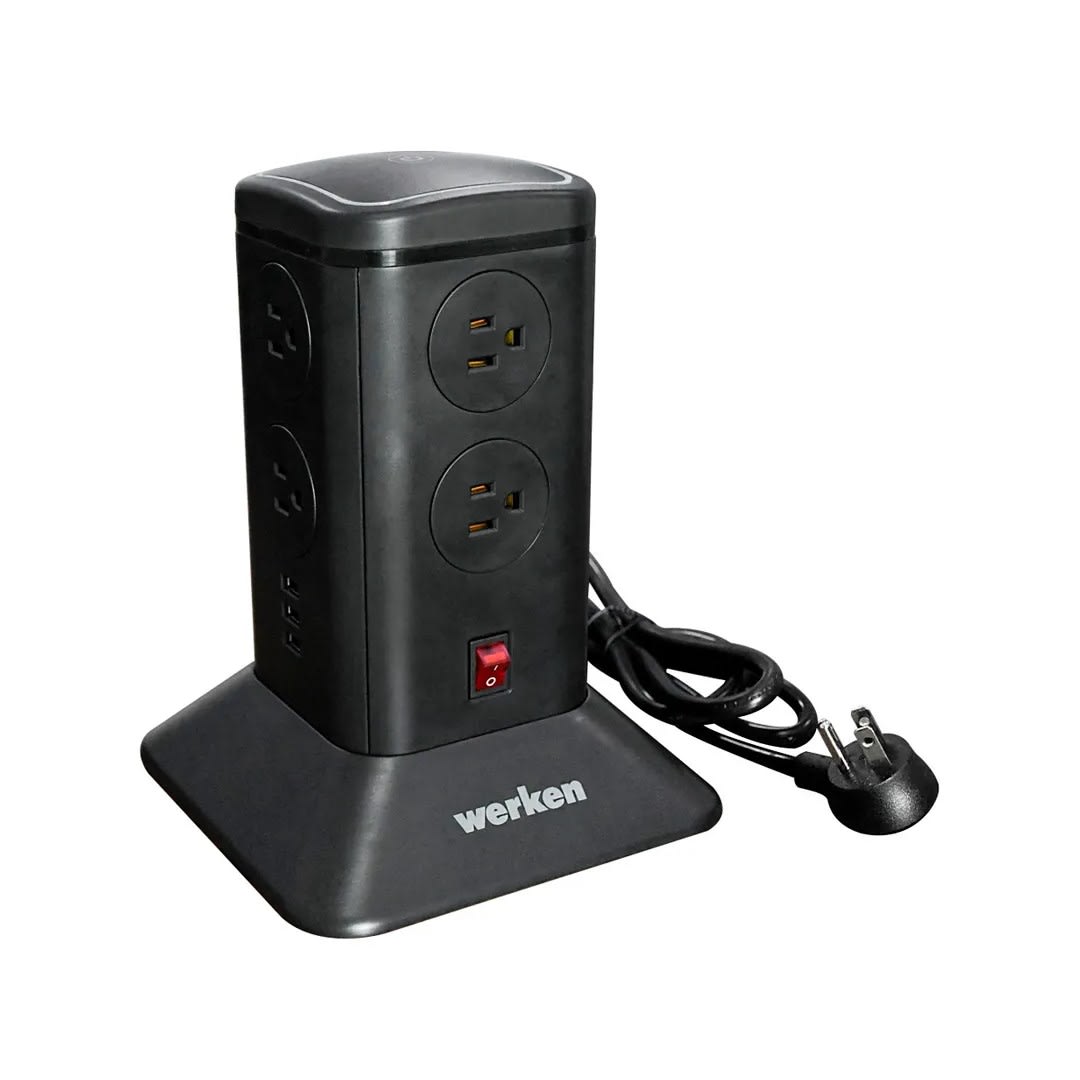 TORRE SUPRESOR DE PICOS 8 TOMAS 6 USB NEGRA WERKEN