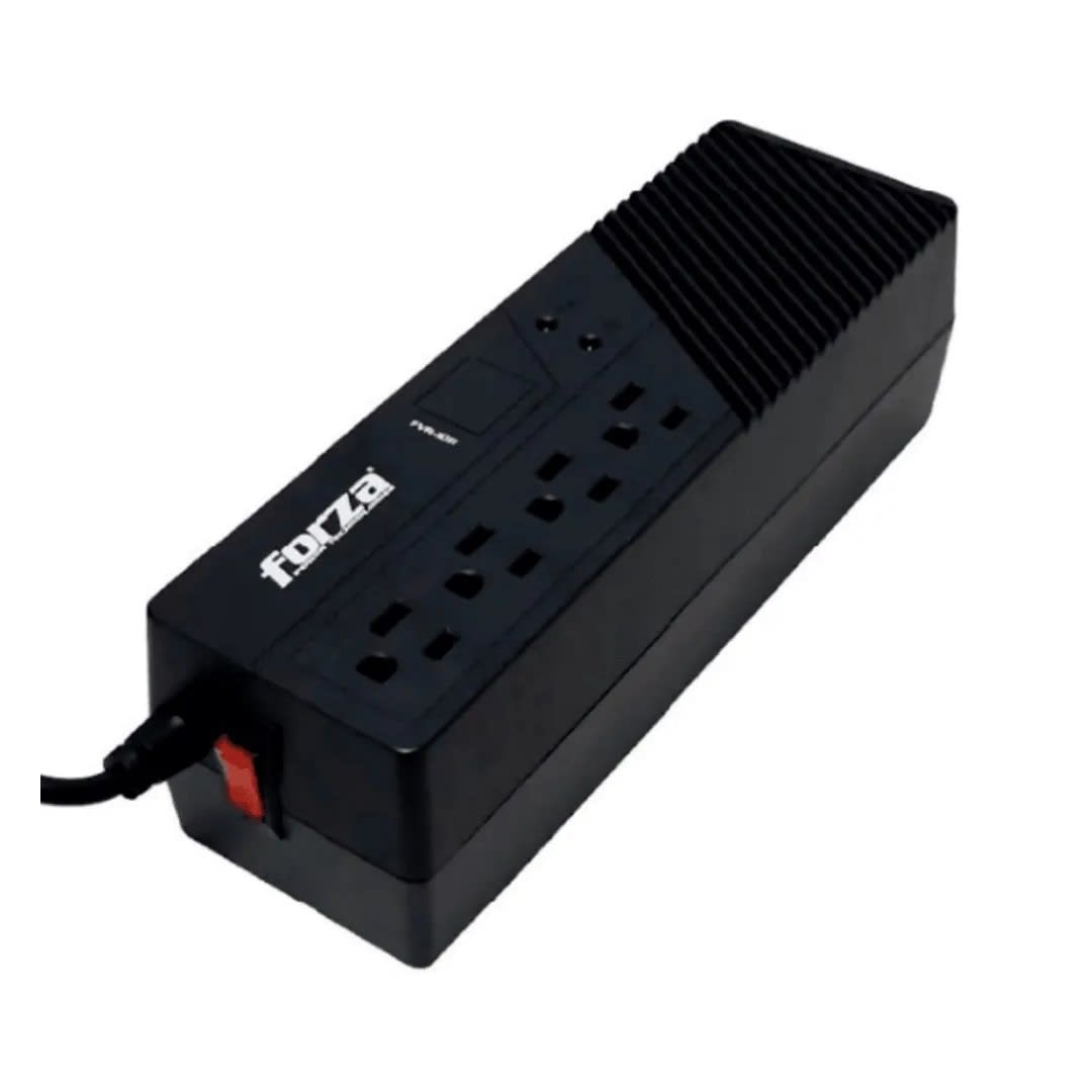 ESTABILIZADOR FVR1012 500W NEGRO CON REGULADOR AUTOMATICO DE VOLTAJE FORZA