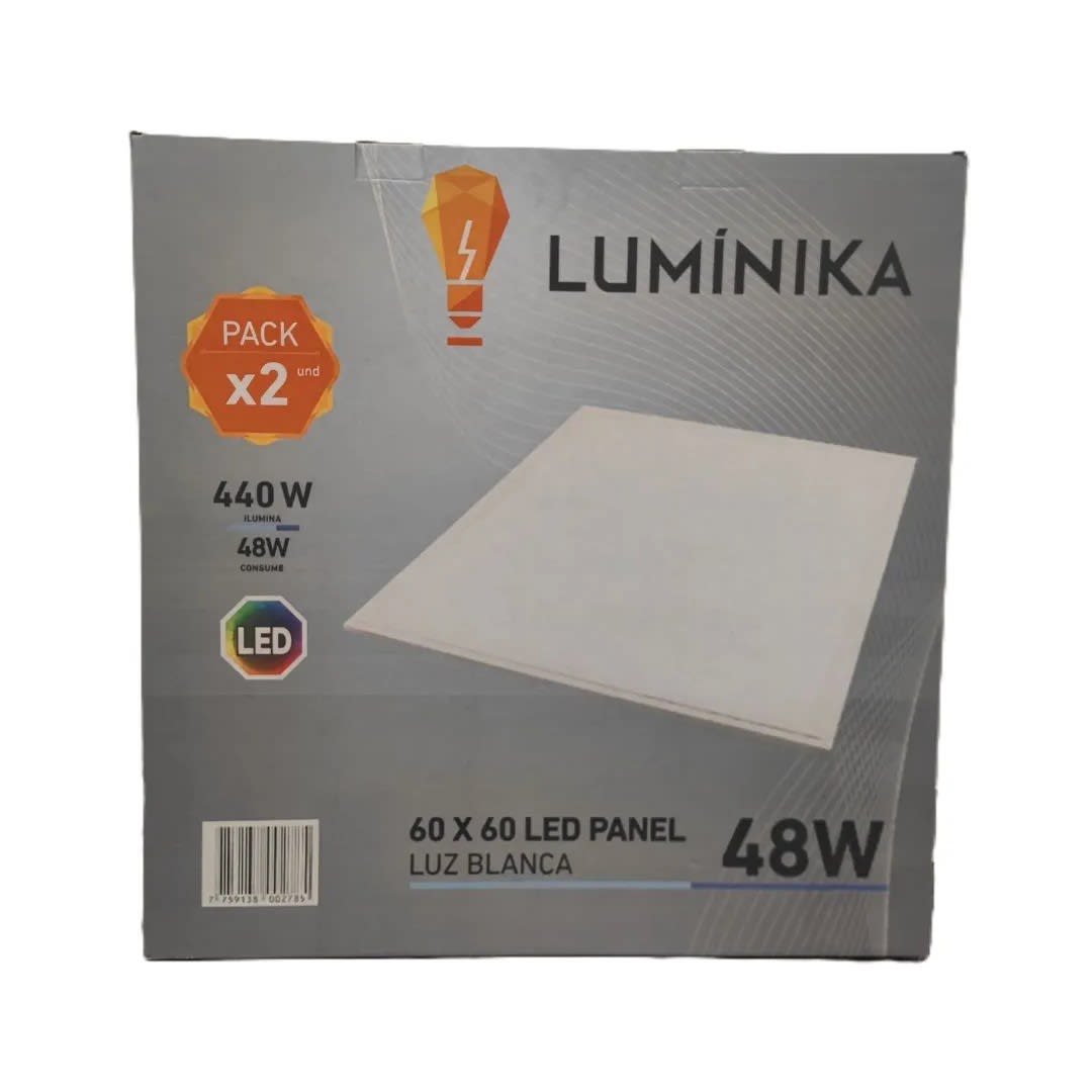 PACK X 2 PANEL LED LUMINIKA 48W 60X60 LUZ FRIA LUMINIKA