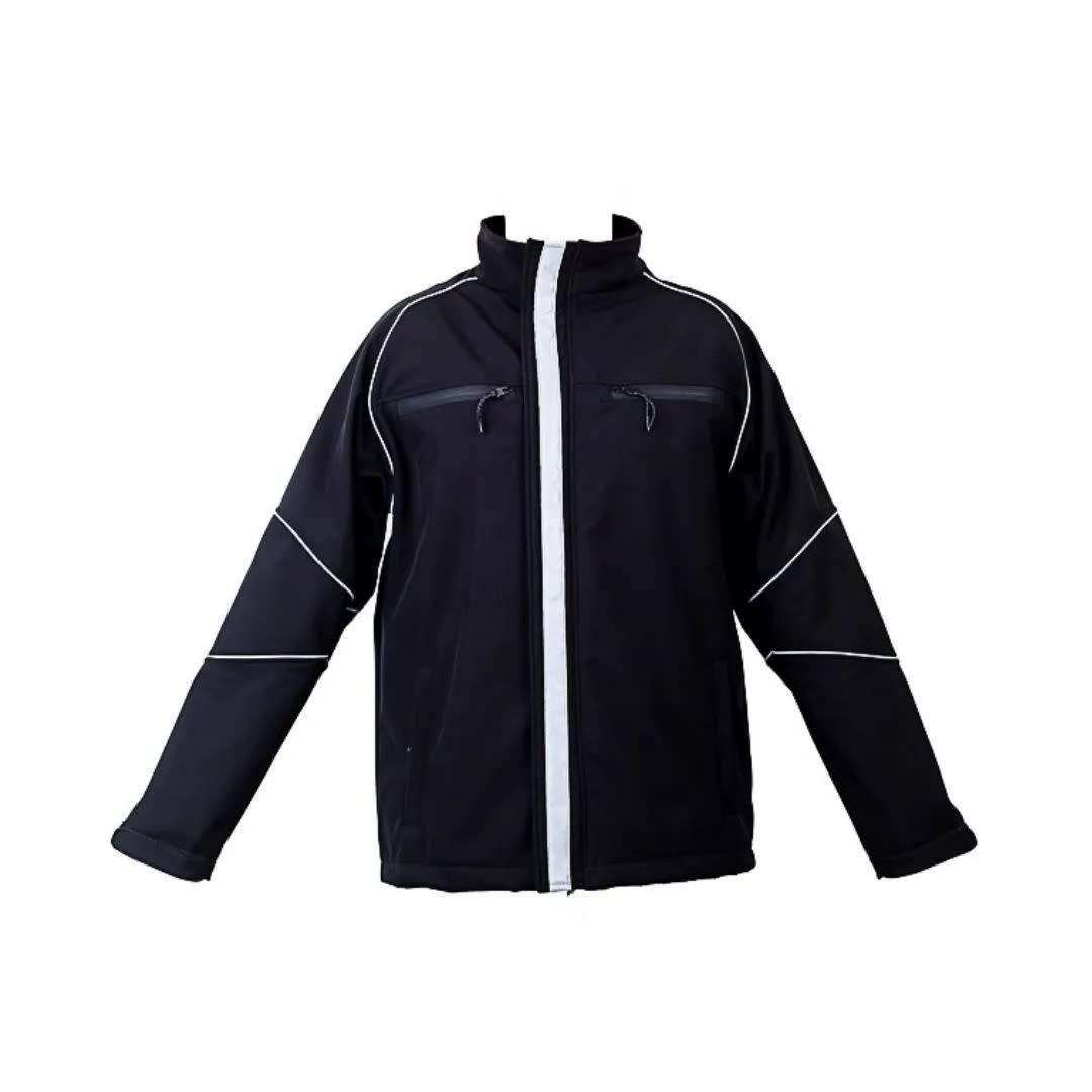CASACA DE TRABAJO DRILL SOFTSHELL NEGRO RIBETE CINTA REFLECTIVA TALLA L WERKEN13