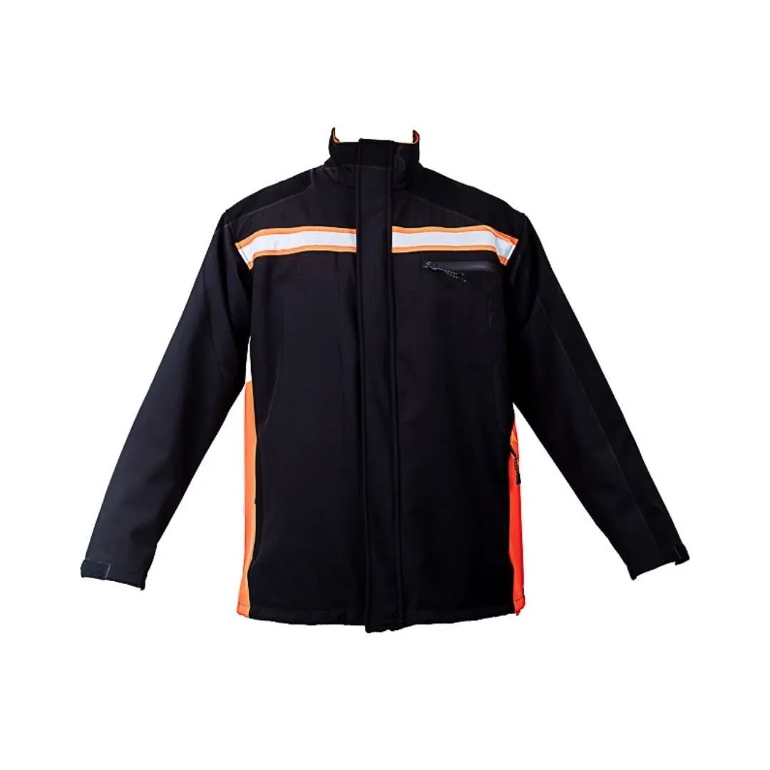 CASACA DE TRABAJO DRILL SOFT NEGRO-NARANJA CON CINTA REFLECTIVA TALLA L WERKEN