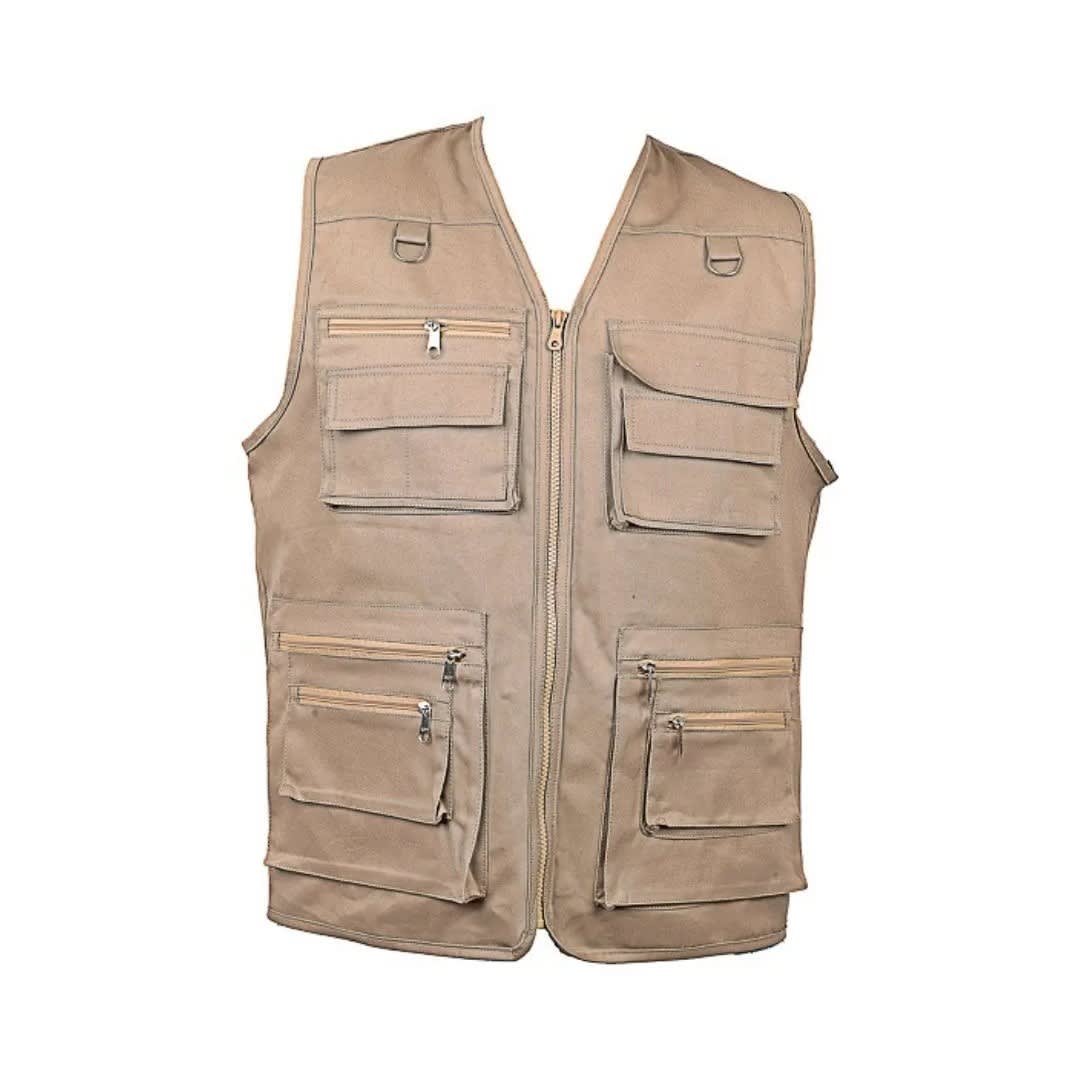 CHALECO DE TRABAJO DRILL INDUSTRIAL MULTIBOLSILLOS BEIGE - TALLA XL WERKEN