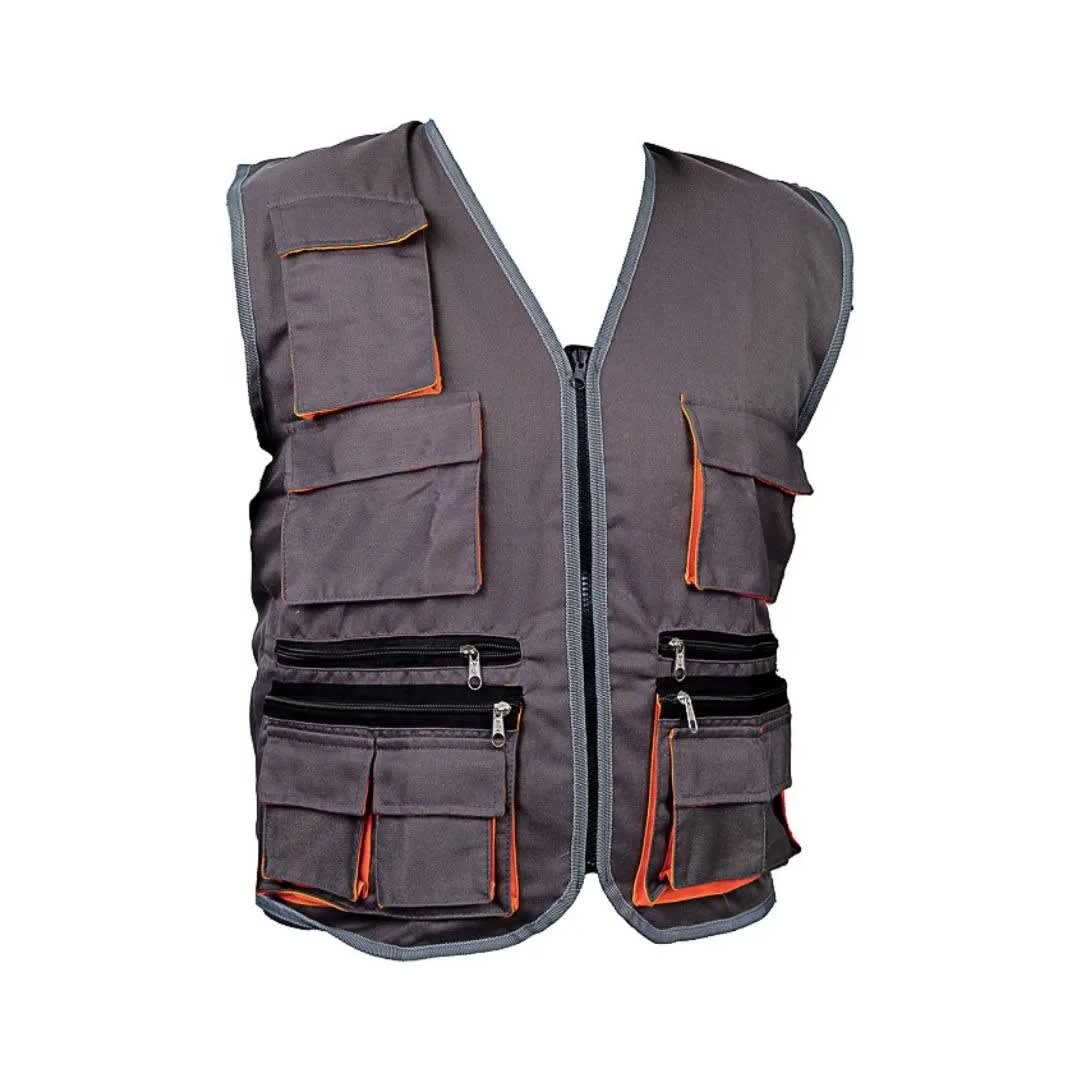 CHALECO DE TRABAJO DRILL MULTIBOLSILLO GRIS TALLA XL WERKEN
