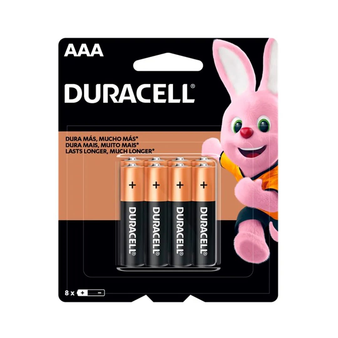 PILAS ALCALINAS AAA X8 UNIDADES ZINC/CARBON DURACELL