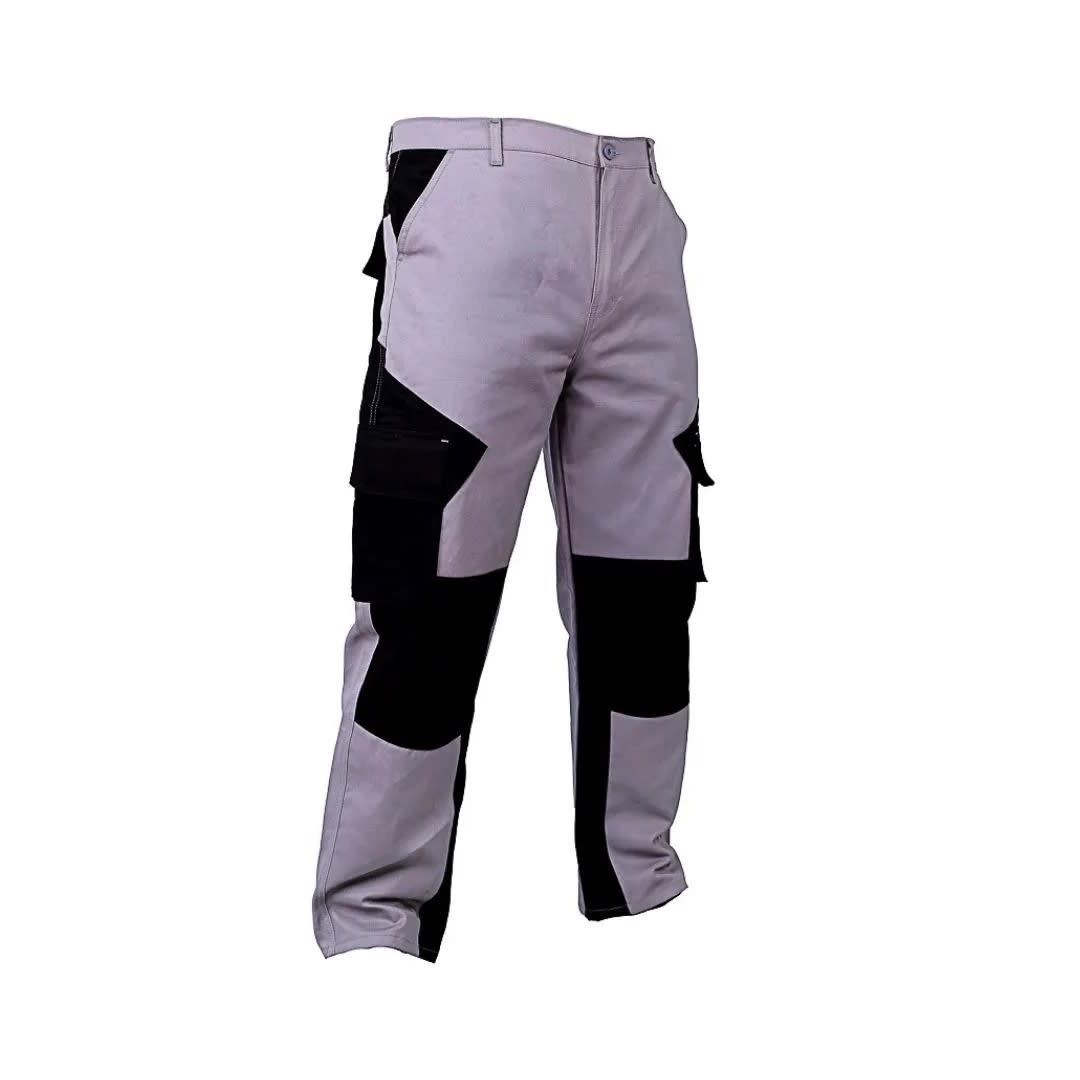PANTALON DE TRABAJO DRILL PORTARODILLERAS PLOMO-NEGRO TALLA M WERKEN6
