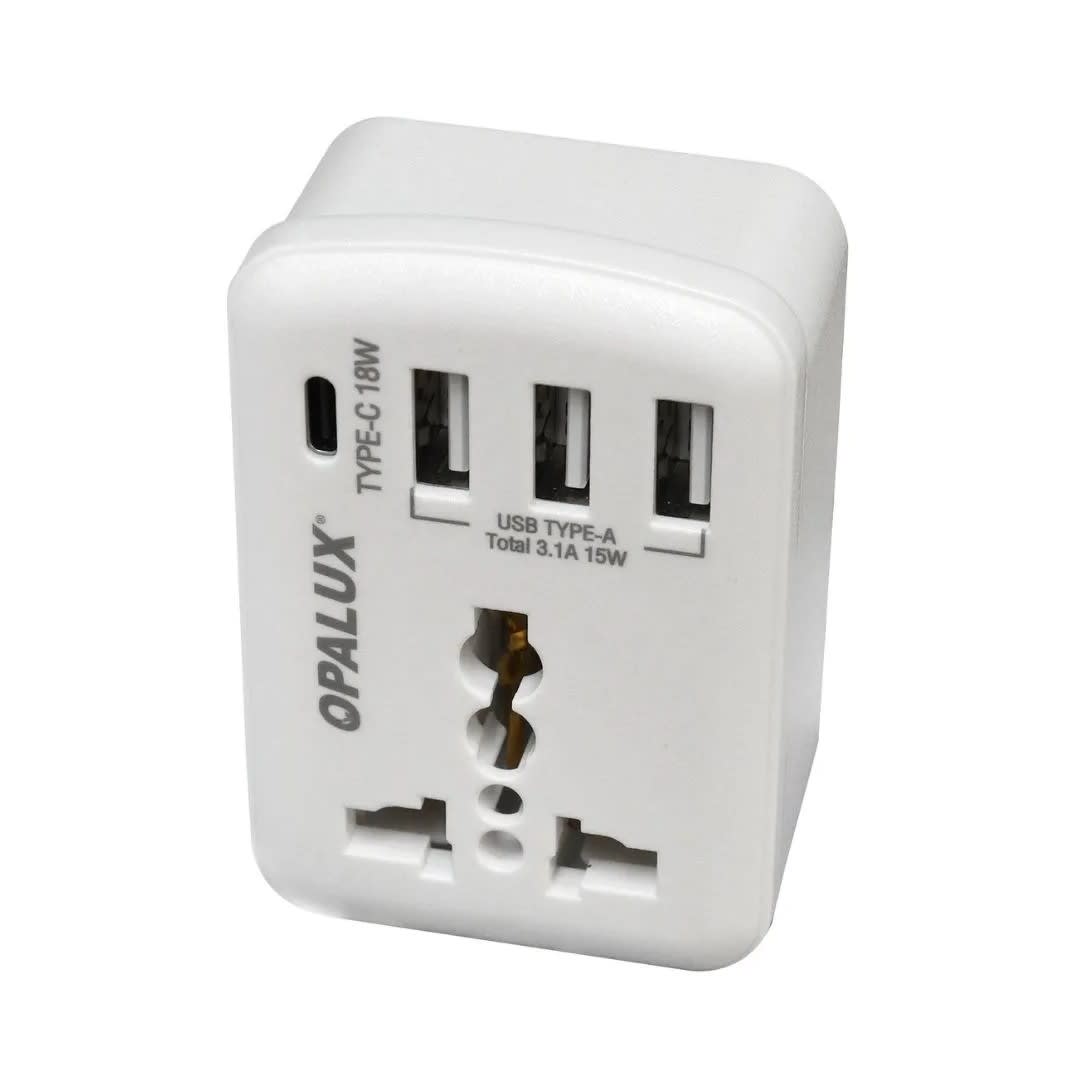 ADAPTADOR PLANO 3 USB 1 TIPO C OPALUX