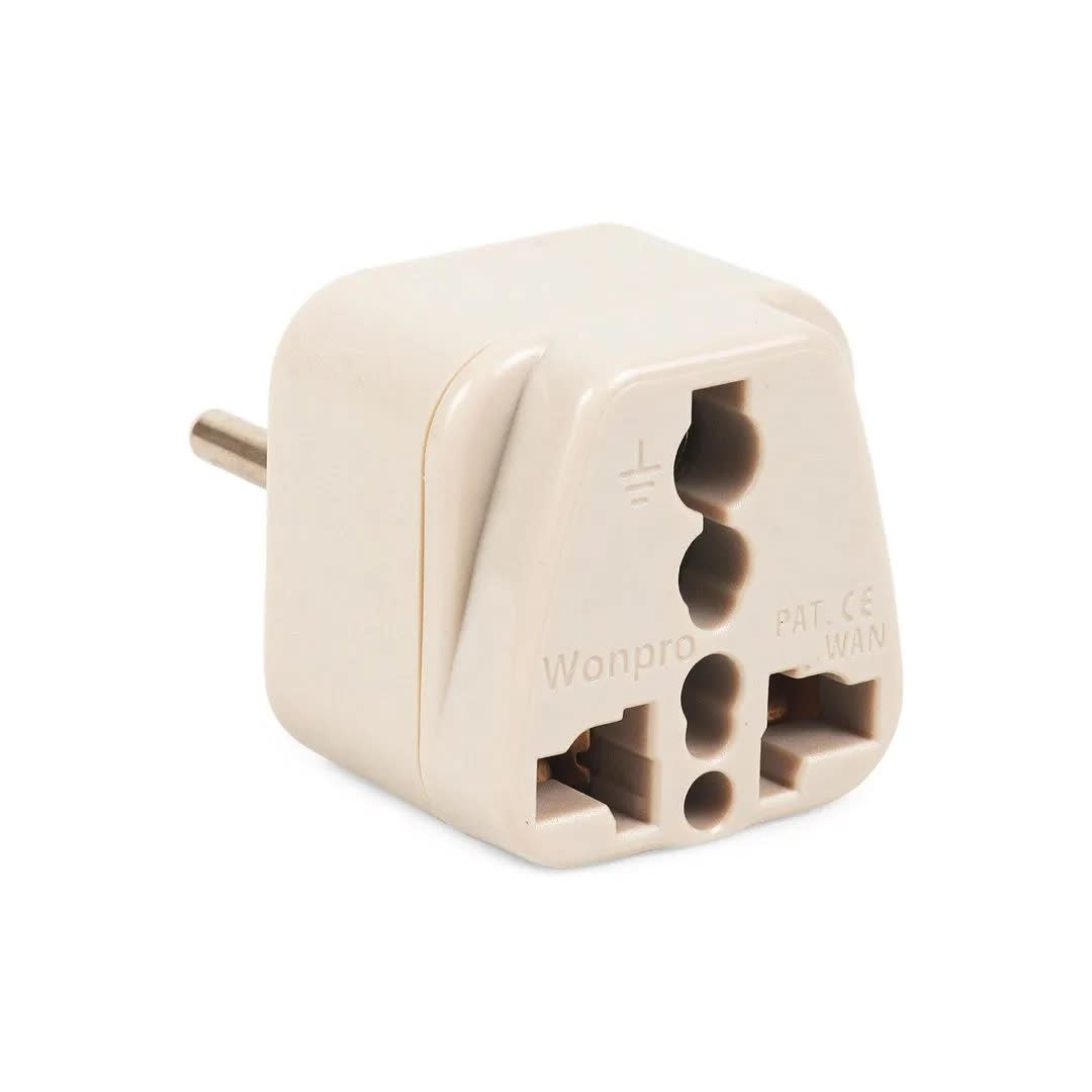 ADAPTADOR UNIVERSAL ESPIGA REDONDA PVC 10A 250V BEIGE MARFIL WONPRO
