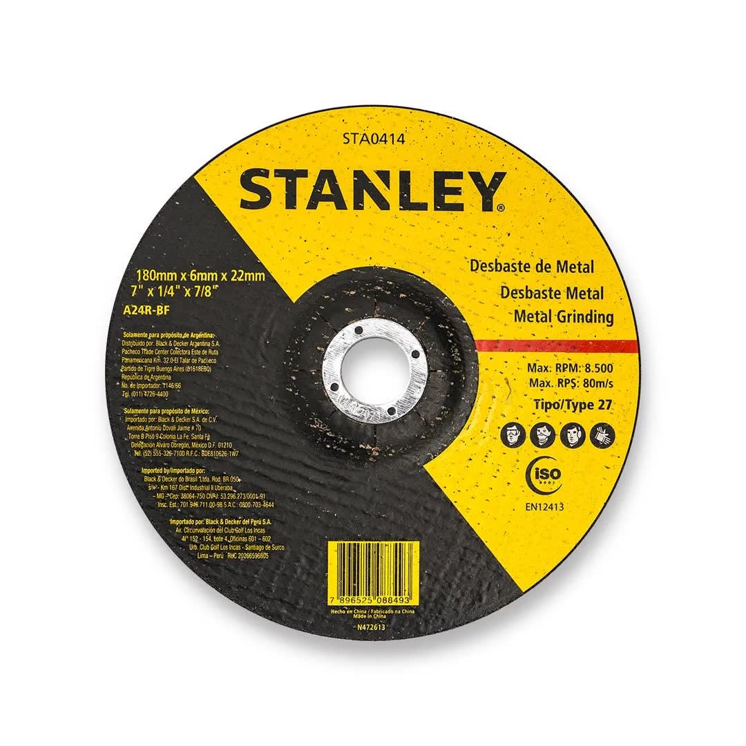 DISCO DE DESBASTE MODELO STA0414 7'' NEGRO PARA METAL STANLEY