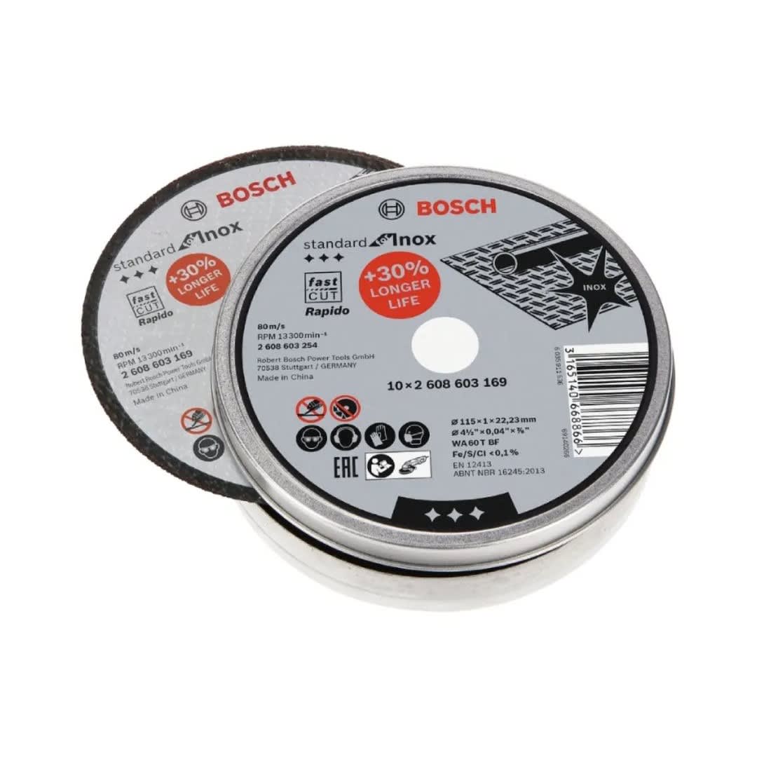 10 DISCOS DE CORTE STANDARD FOR INOXIDABLE 11.5X1.0MM BOSCH