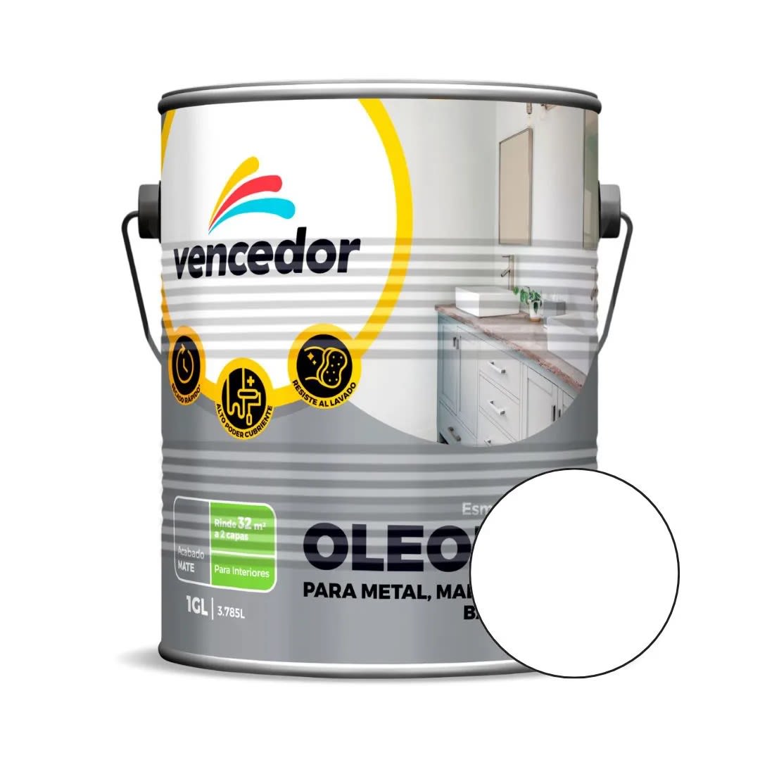 PINTURA MATE OLEO BLANCO 1 GAL VENCEDOR