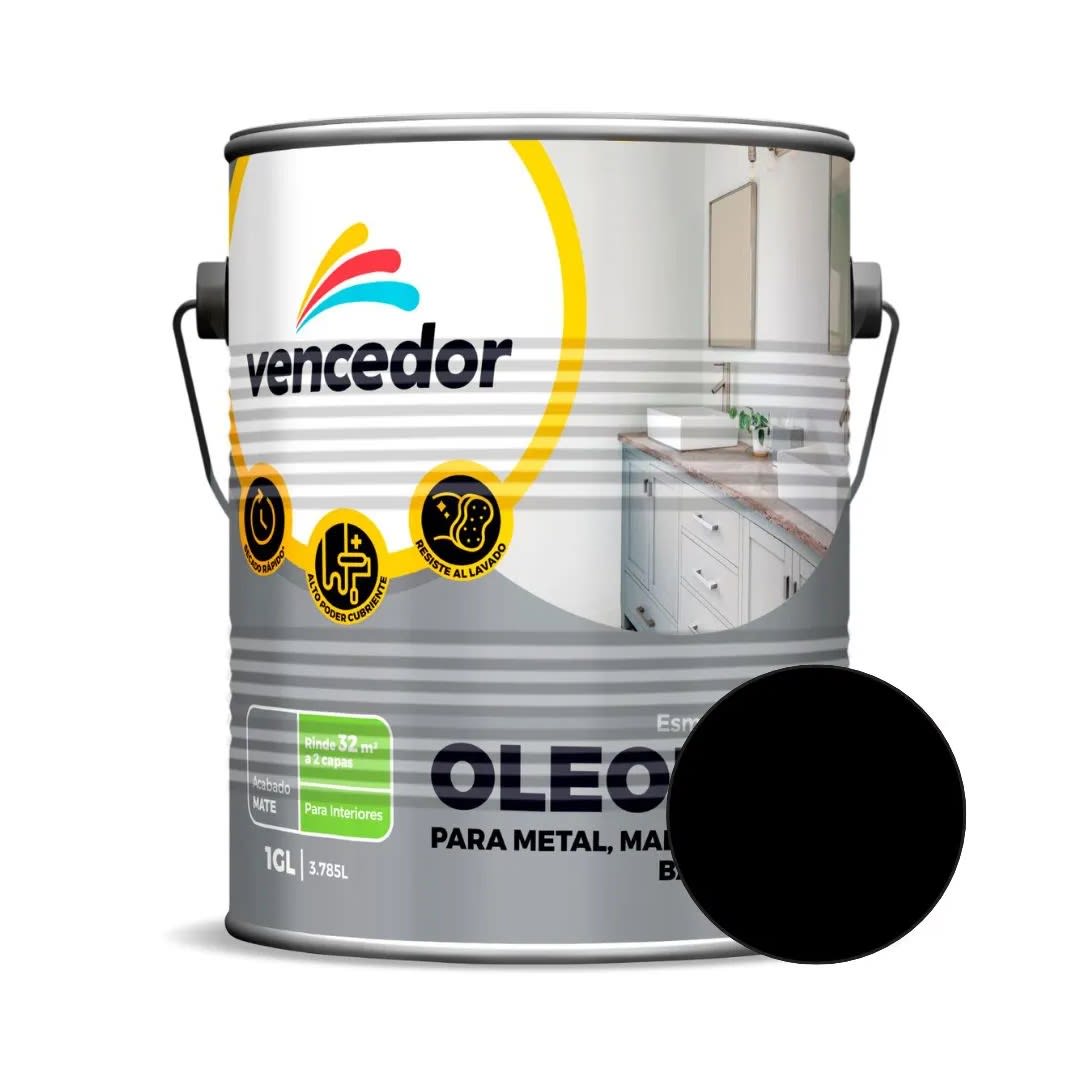 PINTURA OLEO MATE NEGRO 1 GAL VENCEDOR