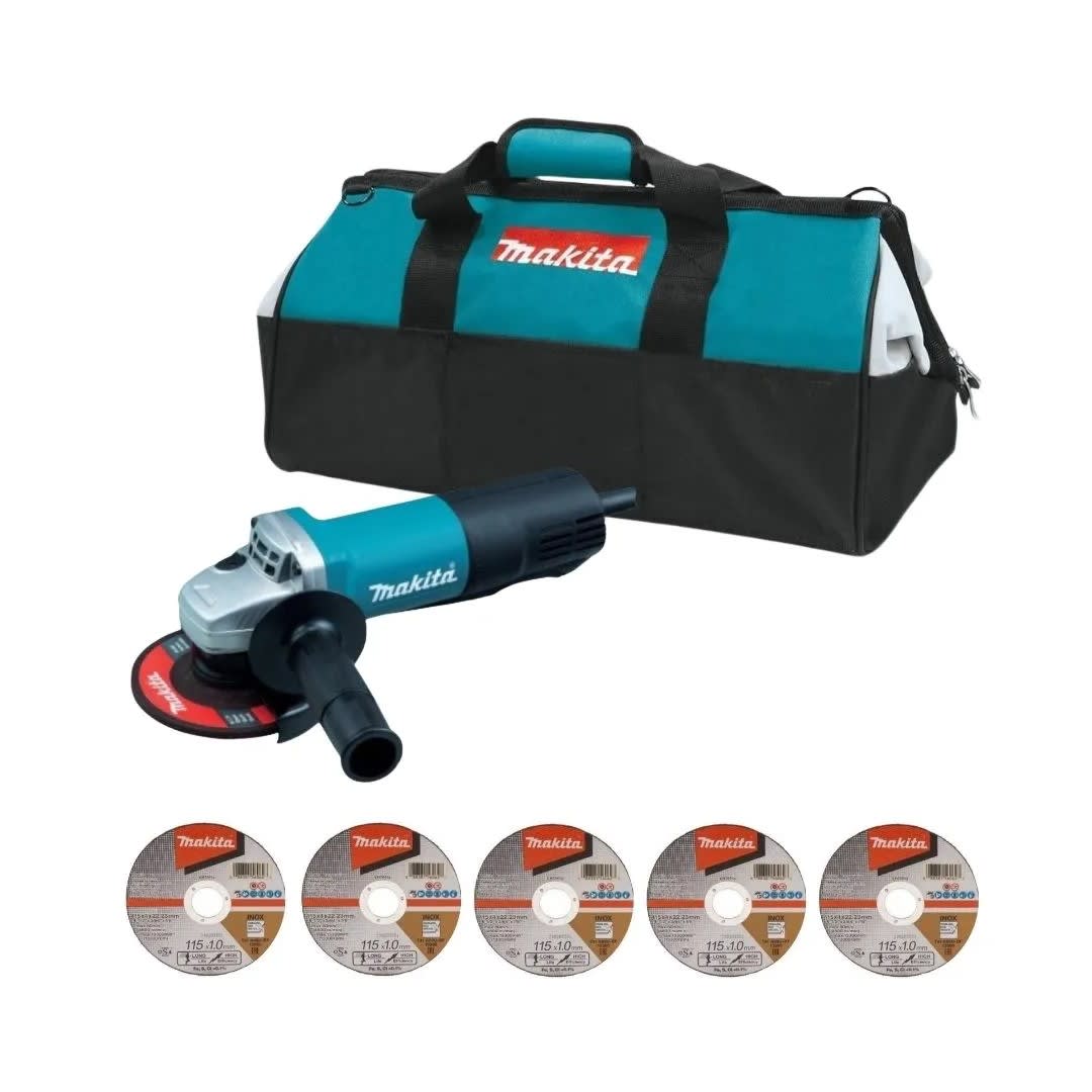 AMOLADORA 4 1/2'' 9557HPG 840W + 5 DISCOS + BOLSO MAKITA