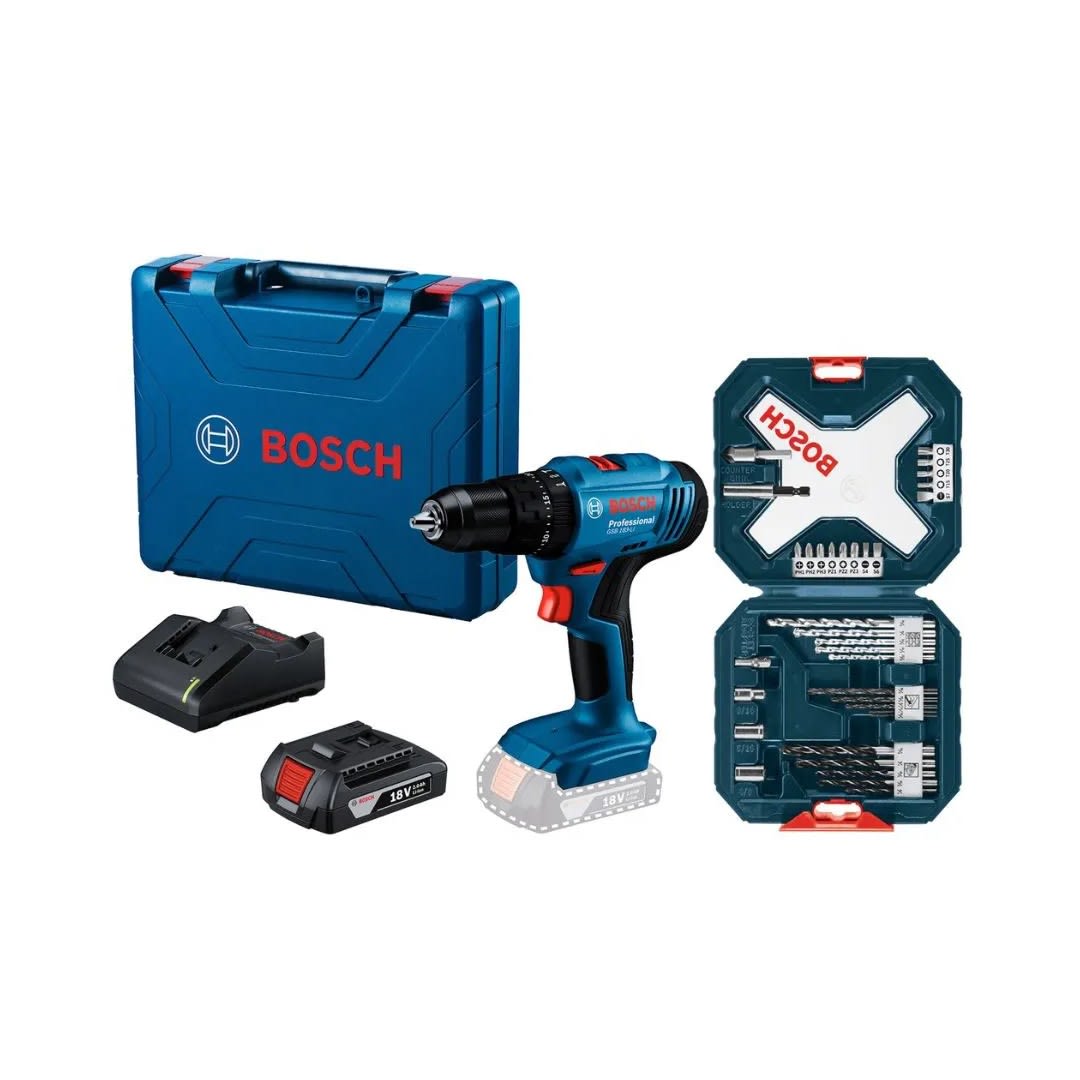 TALADRO PERCUTOR GSB 183-LI 18V + 1 BATERIA + SET X-LINE 34 PIEZAS BOSCH9