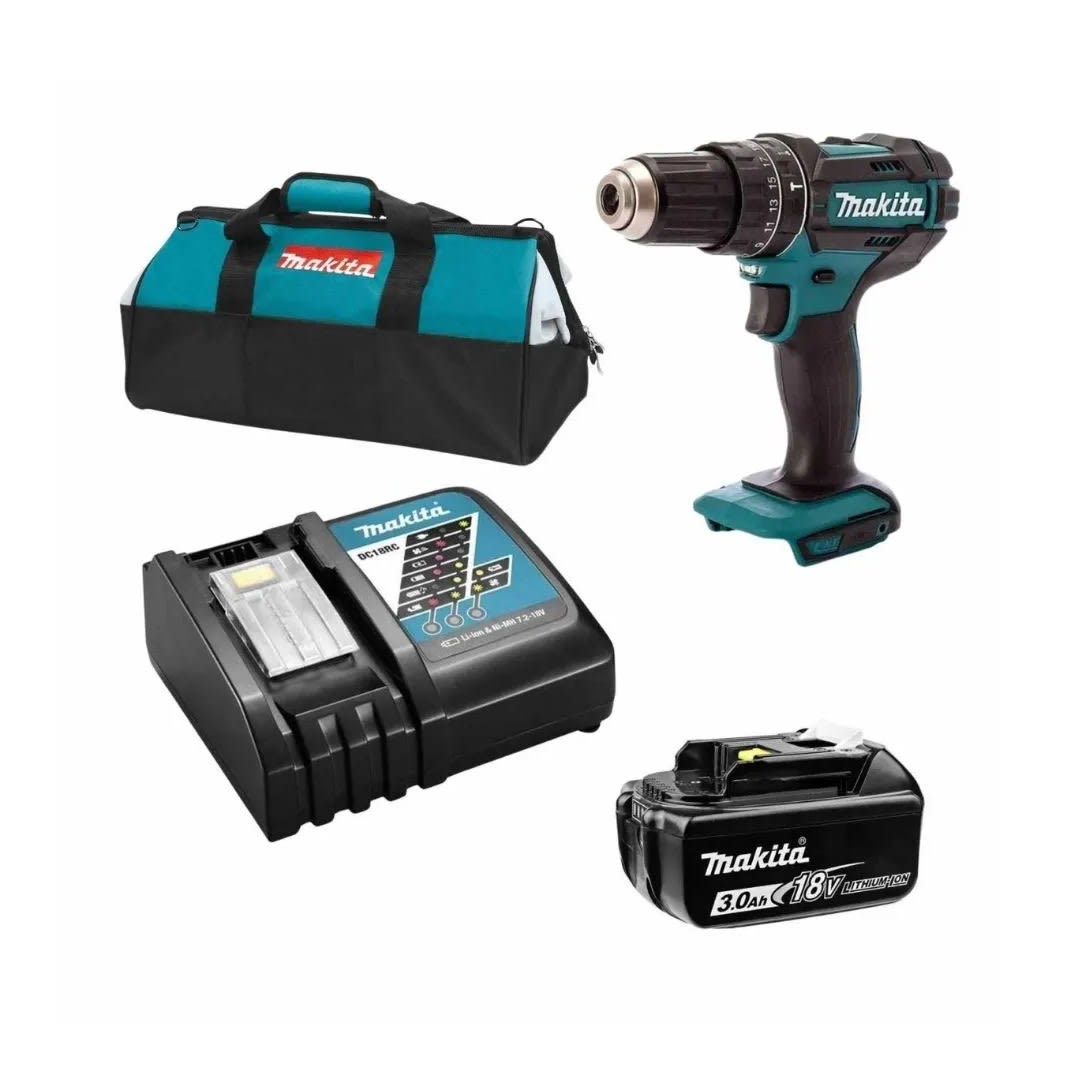 TALADRO PERCUTOR DHP482Z + BATERIA 3AH + CARGADOR + MALETIN MAKITA5