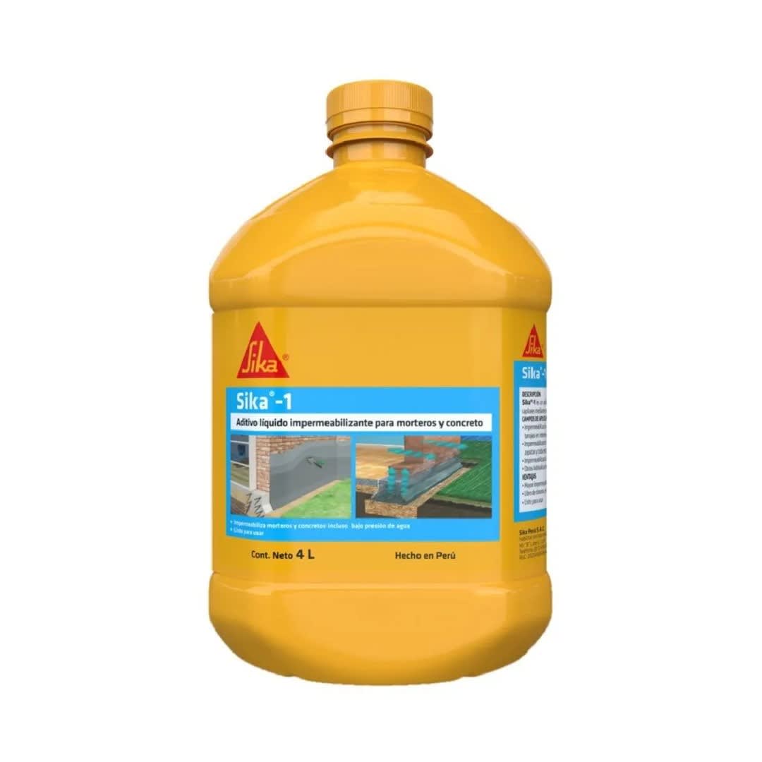 IMPERMEABILIZANTE DE CONCRETO SIKA-1 LIQUIDO 4L SIKA6