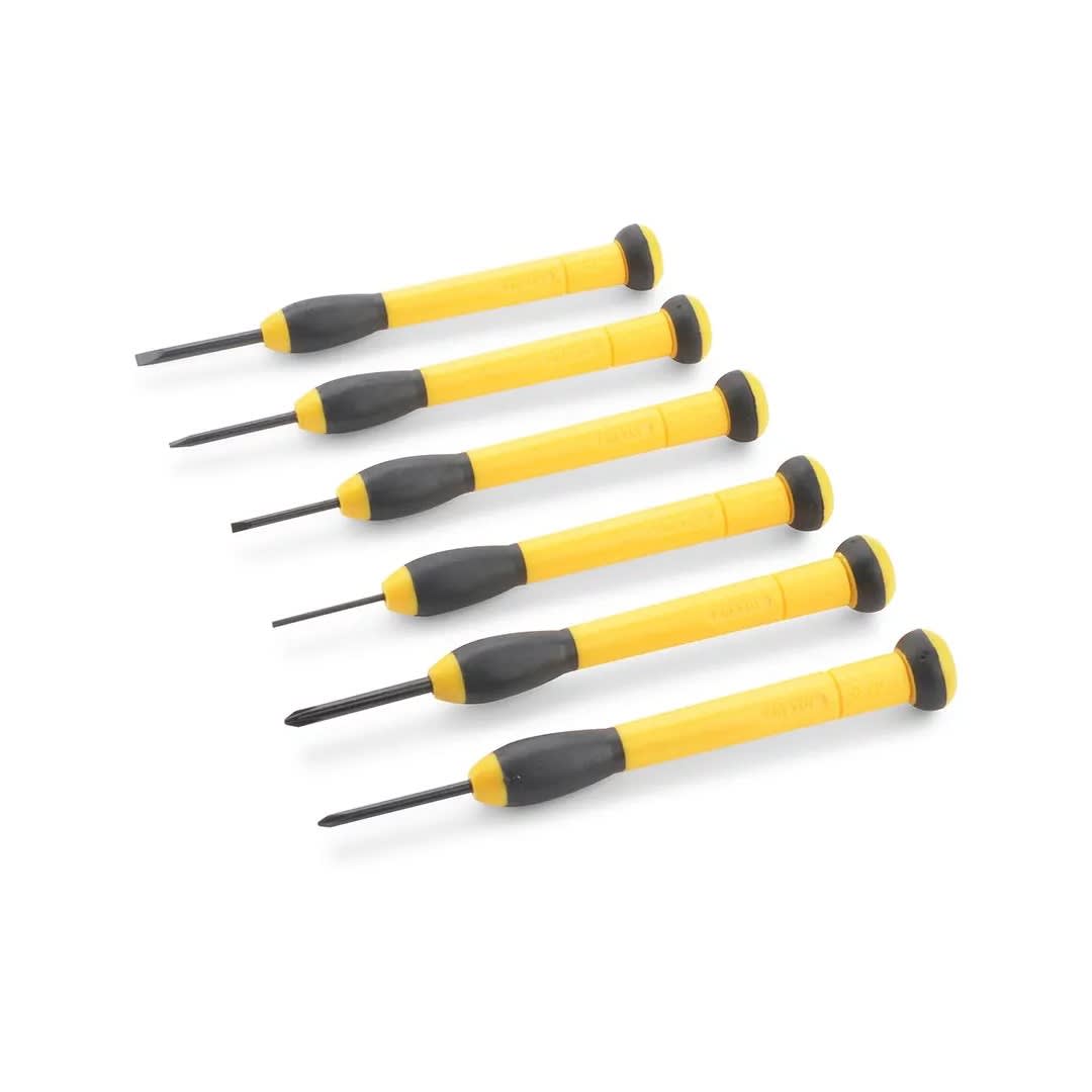 JUEGO DE DESARMADORES DE PRECISION MODELO PRESICION ACERO CROMADO AMARILLO PRETUL