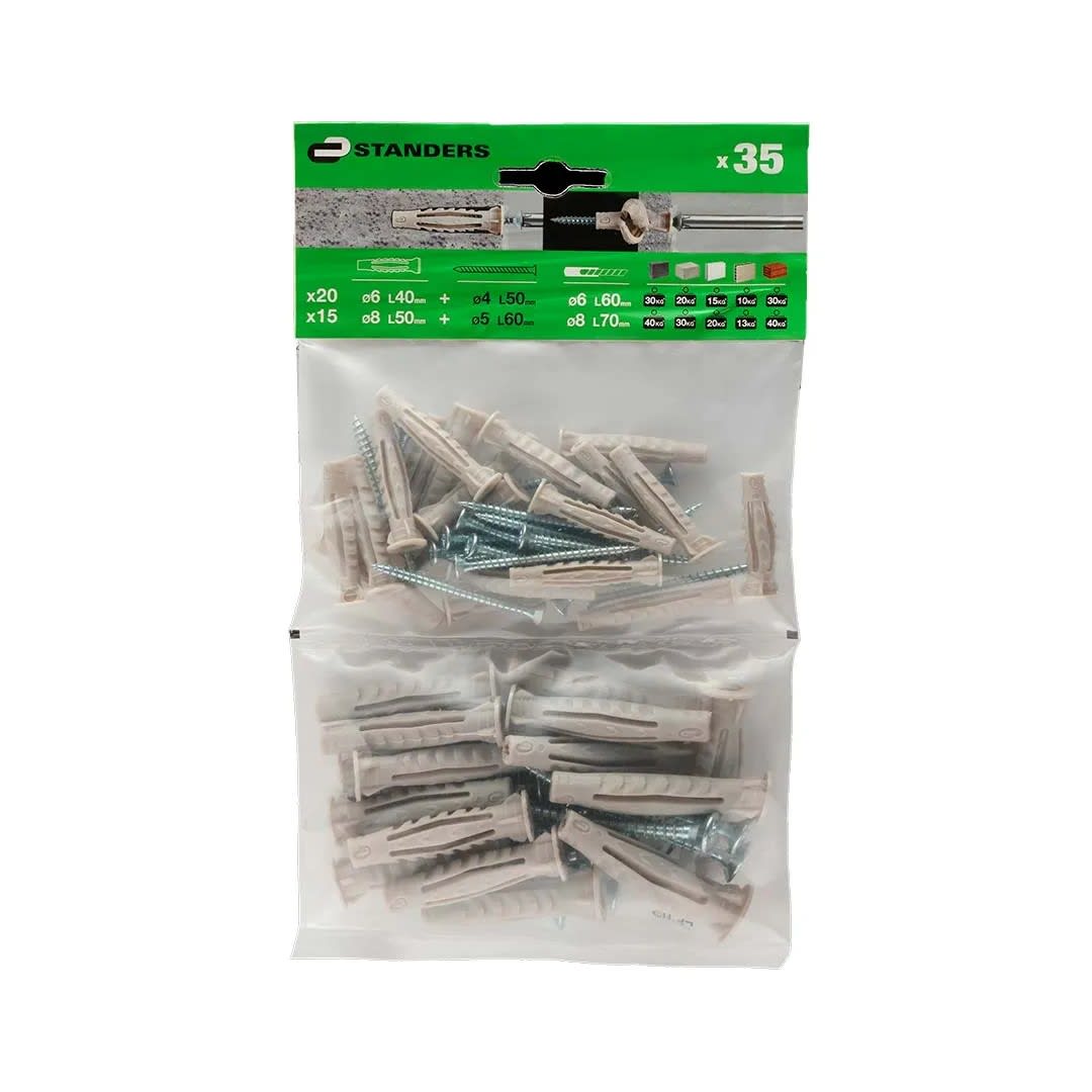 SET TORNILLO + TARUGO 6X40MM X 20UND & 8X50MM X 15UND STANDERS6