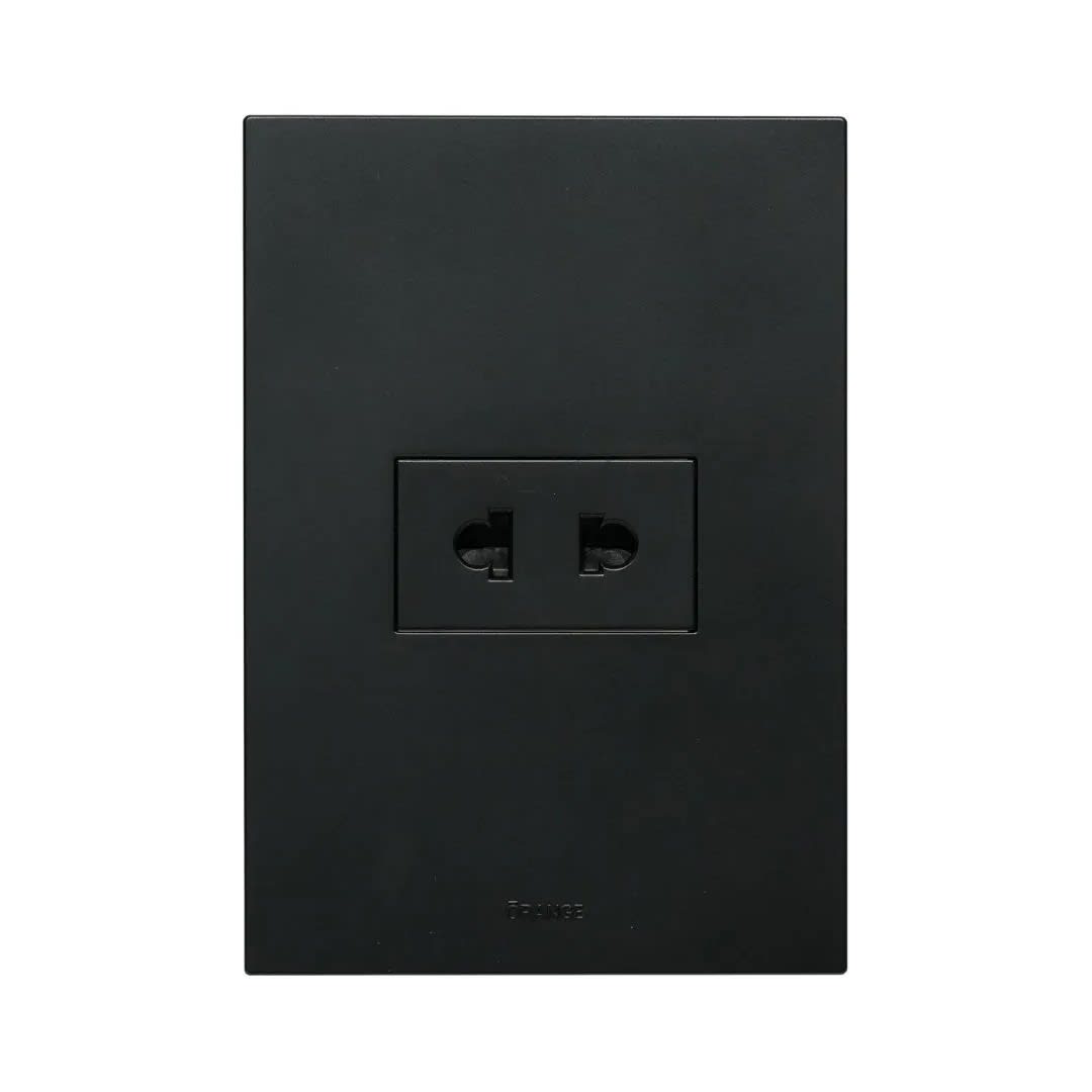 PLACA ARMADA TOMACORRIENTE SIMPLE UNIVERSAL MATTE NEGRO ORANGE