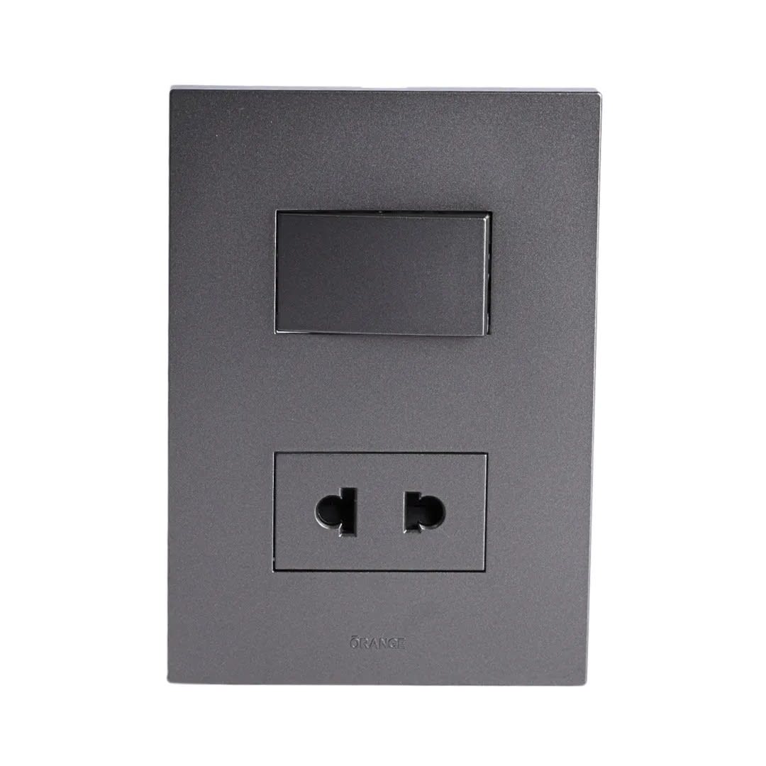 PLACA ARMADA INTERRUPTOR + TOMACORRIENTE MATTE TERRA ORANGE