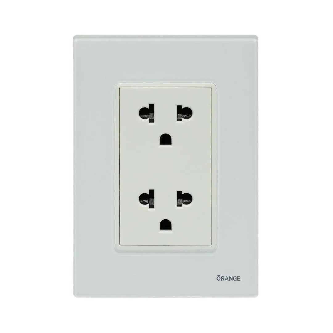 PLACA ARMADA TOMACORRIENTE DOBLE UNIVERSAL VITRO LT BLANCO ORANGE