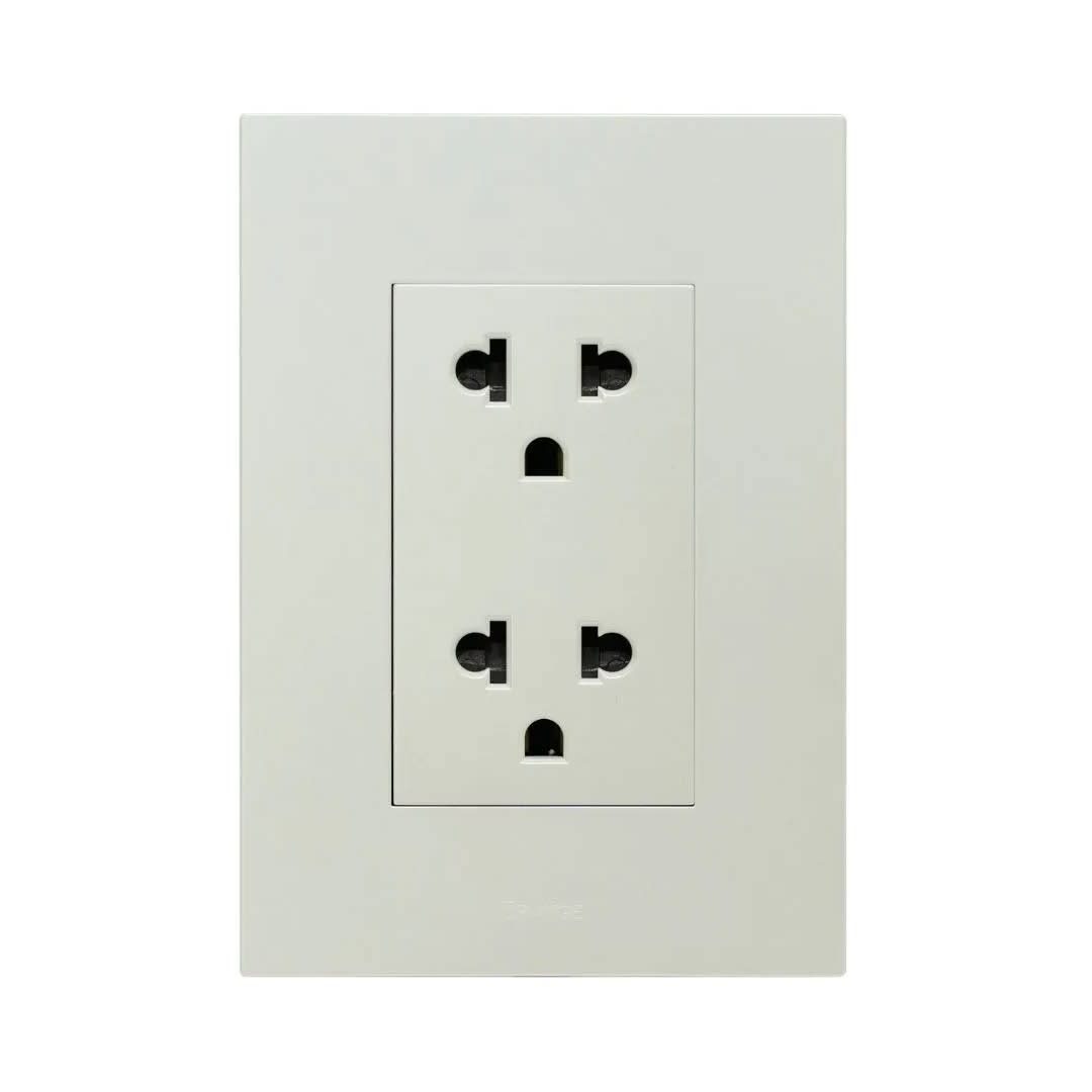 PLACA ARMADA TOMACORRIENTE DOBLE UNIVERSAL MATTE LT BLANCO ORANGE