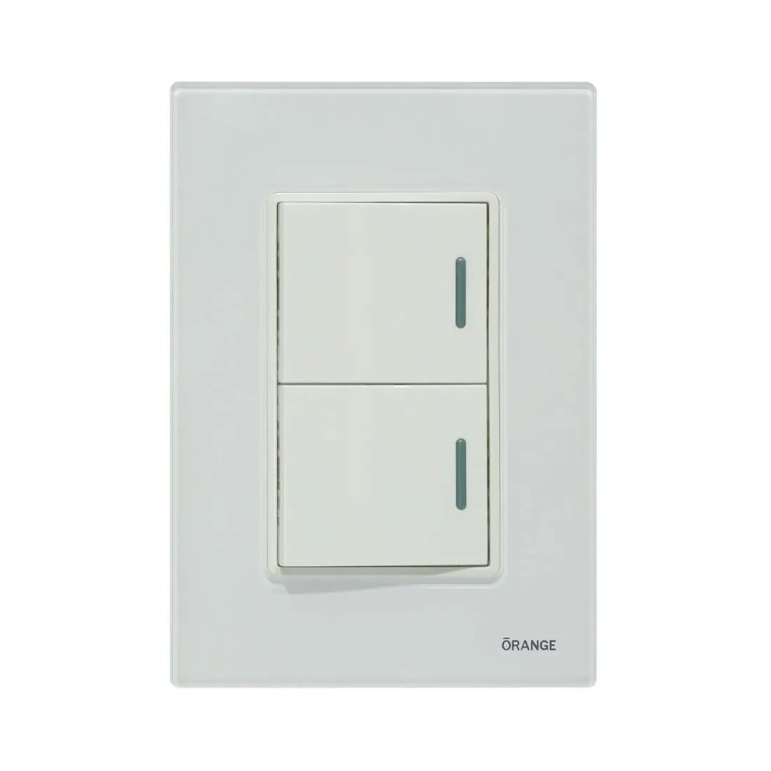 PLACA ARMADA INTERRUPTOR DOBLE VITRO BLANCO ORANGE