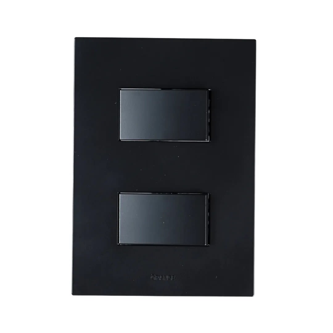PLACA ARMADA INTERRUPTOR DOBLE MATTE NEGRO ORANGE6