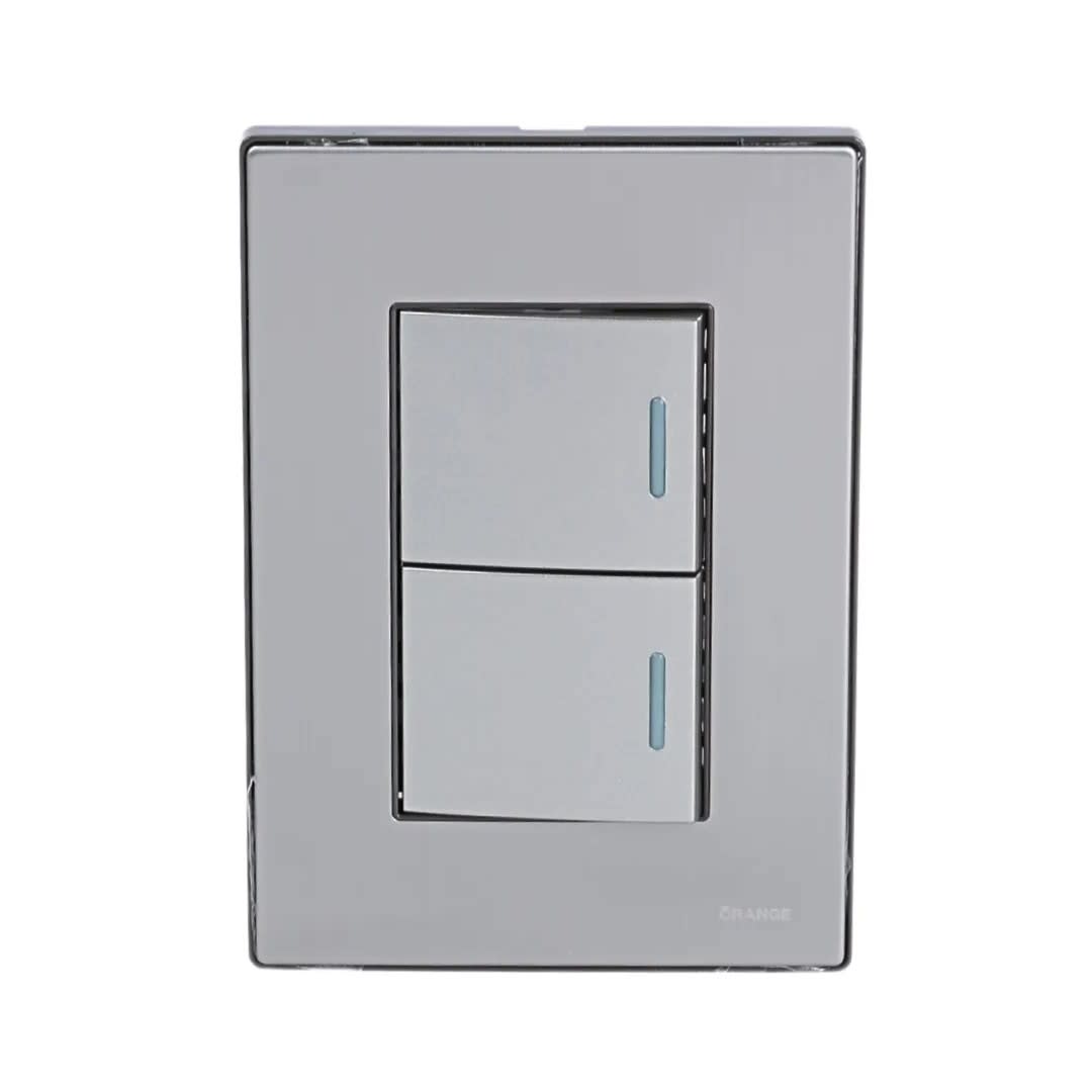 PLACA ARMADA INTERRUPTOR DOBLE ACERO INOXIDABLE ORANGE