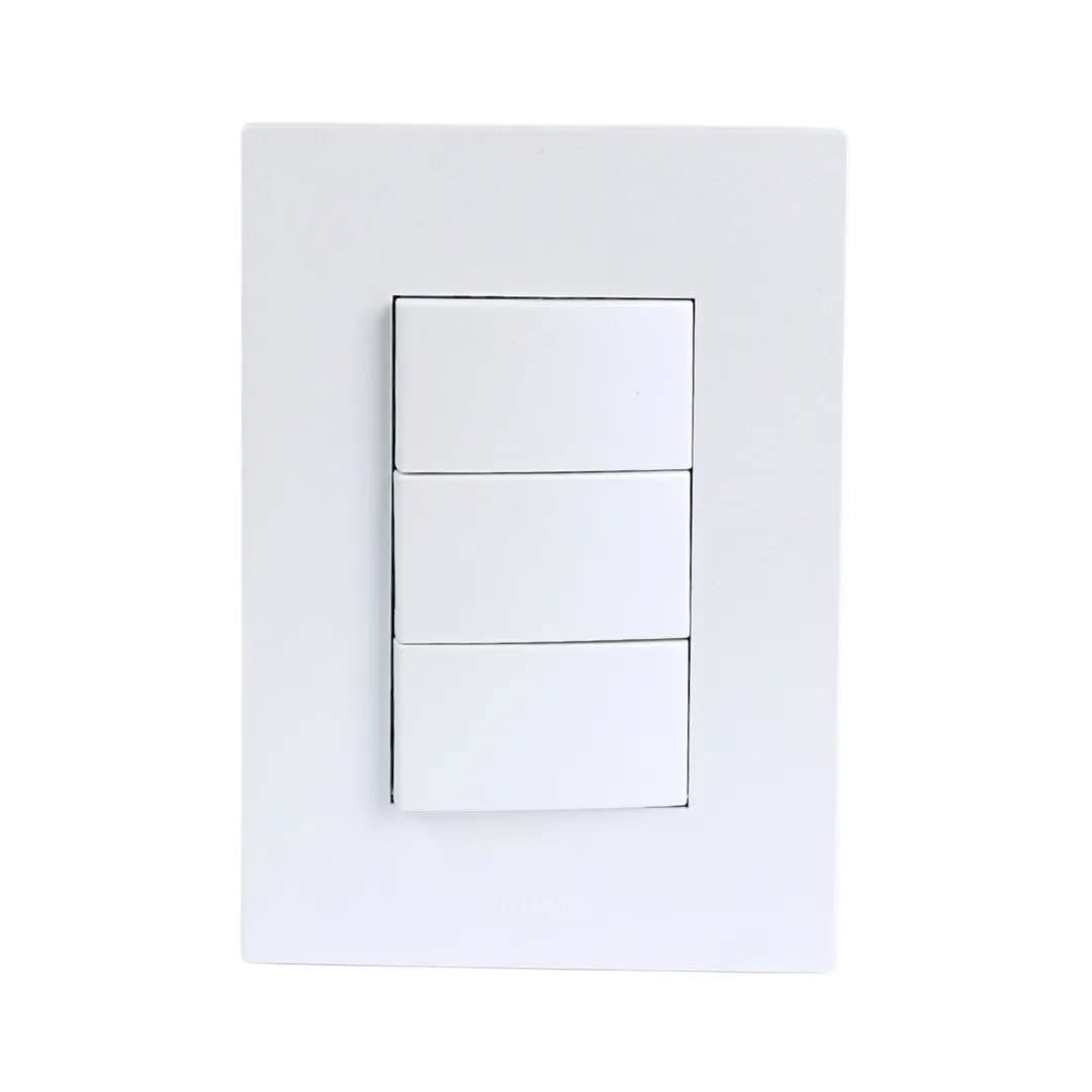PLACA ARMADA INTERRUPTOR TRIPLE MATTE BLANCO ORANGE