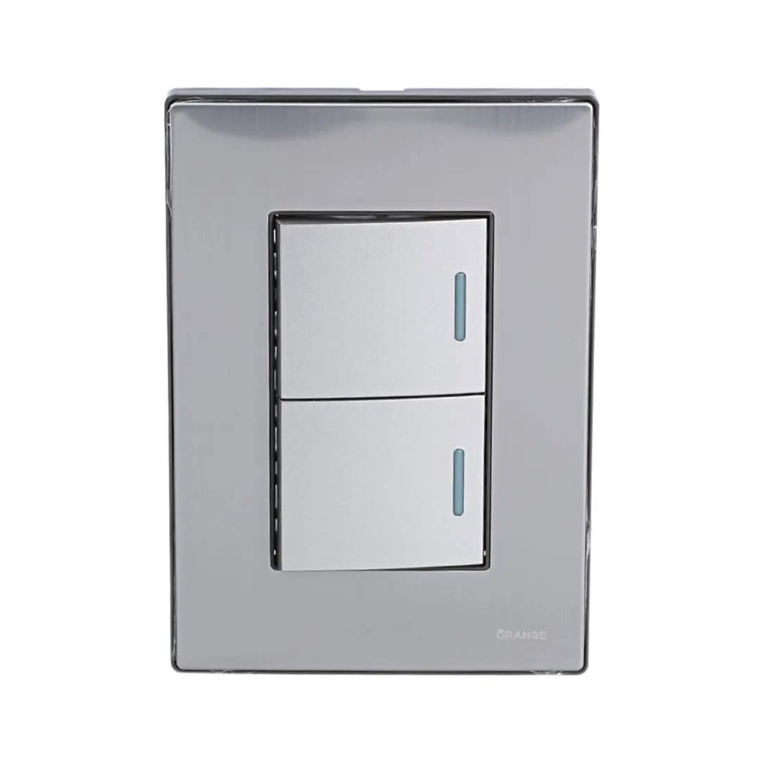 PLACA ARMADA CONMUTADOR DOBLE ACERO INOXIDABLE ORANGE
