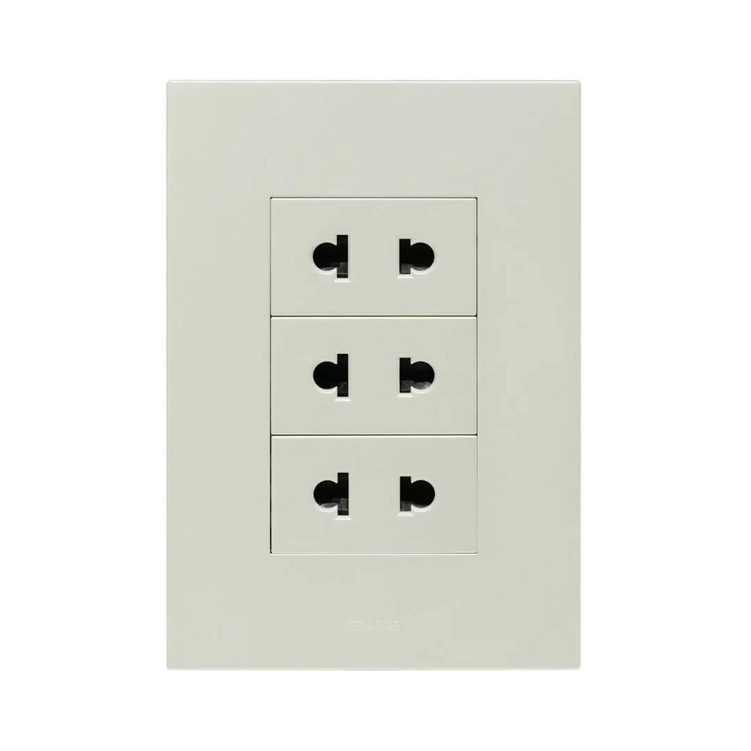 PLACA ARMADA TOMACORRIENTE TRIPLE UNIVERSAL MATTE BLANCO ORANGE