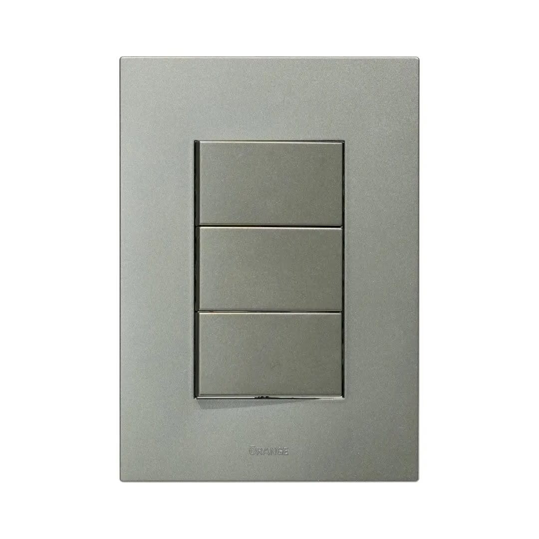 PLACA ARMADA INTERRUPTOR TRIPLE MATTE TERRA ORANGE
