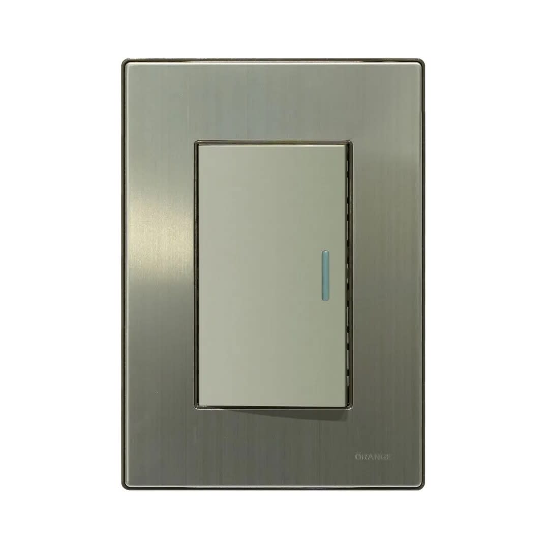 PLACA ARMADA INTERRUPTOR SIMPLE ACERO INOXIDABLE ORANGE