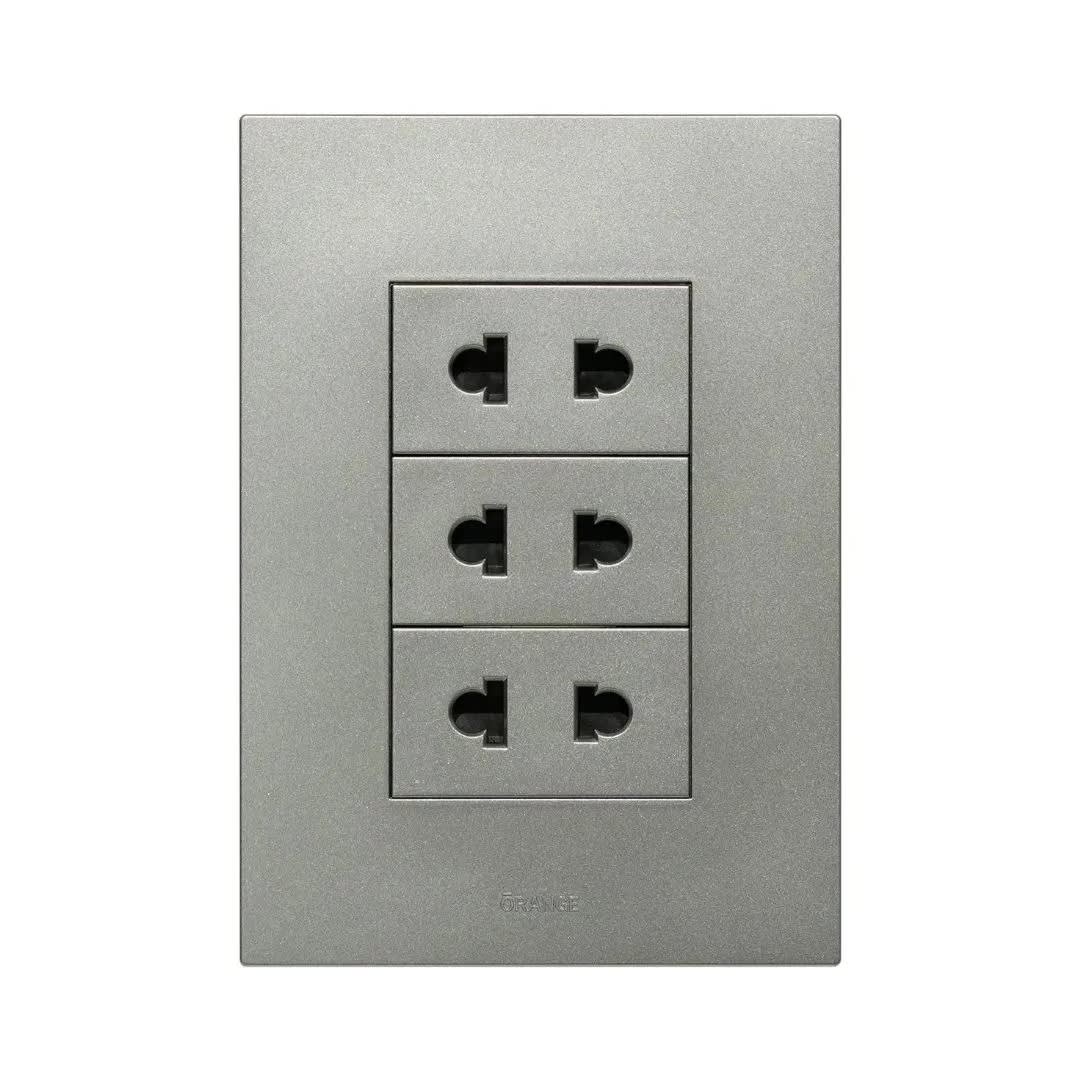 PLACA ARMADA TOMACORRIENTE TRIPLE UNIVERSAL MATTE TERRA ORANGE