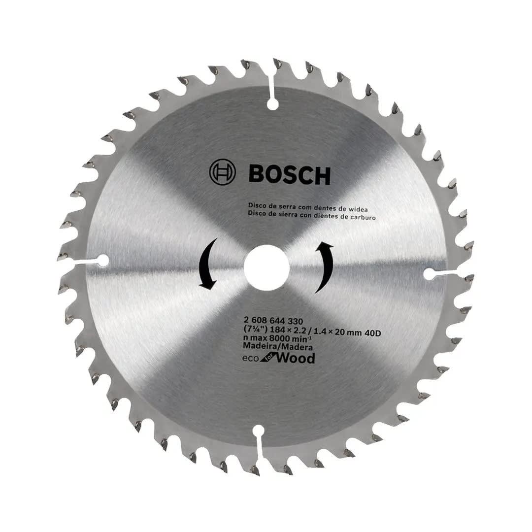 DISCO DE SIERRA CIRCULAR ECOLINE 184X20MM 40 DIENTES EN ACERO PARA MADERA BOSCH