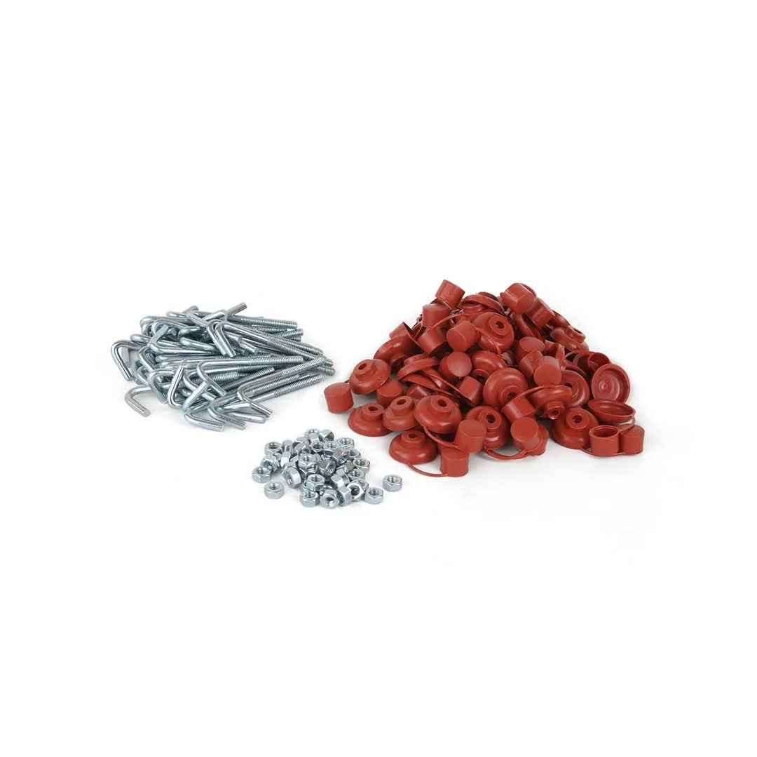 KIT GANCHO J 1/4'' X 3'' + TUERCA + CAPUCHON TEJA 48 UNIDADES SM