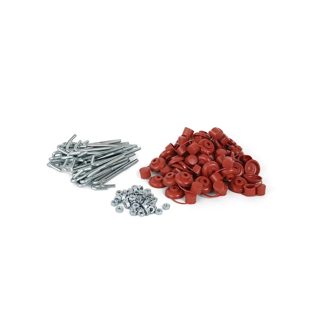 KIT GANCHO J 1/4'' X 4'' + TUERCA + CAPUCHON TEJA 48 UNIDADES SM