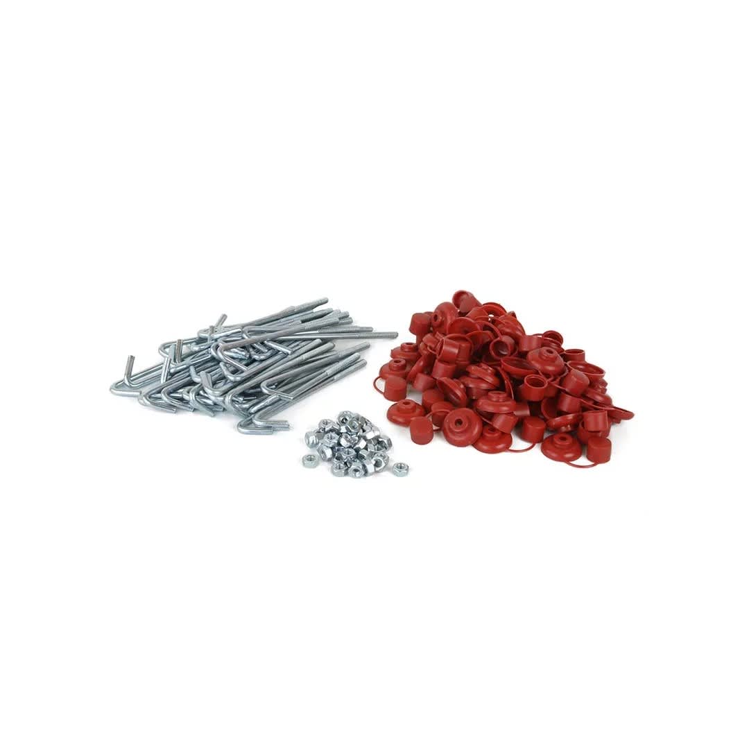 KIT GANCHO J 1/4'' X 5'' + TUERCA + CAPUCHON TEJA 48 UNIDADES SM