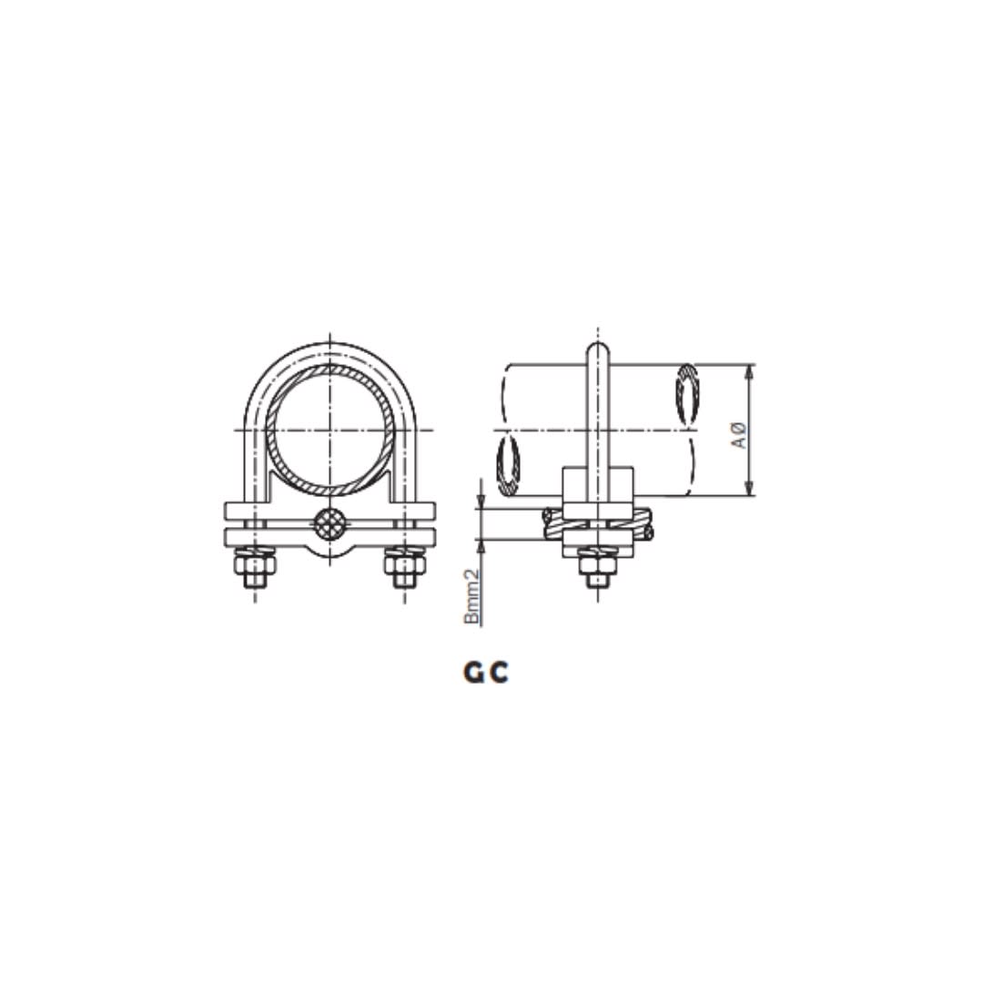 GRAPA DE CERRAMIENTO PARA TUBO DE ACERO Y CABLE DE COBRE Ø:87-90MM GC-90150 ARAGCU AS1