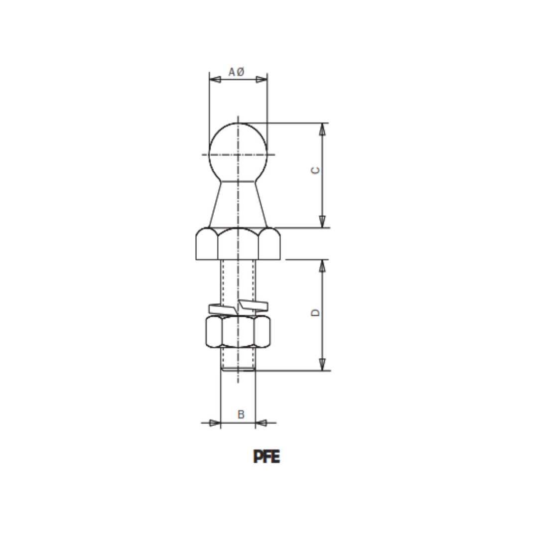 PUNTO FIJO DE BOLA Ø:25/M-16MM PFE-25M16 ARAGCU AS1