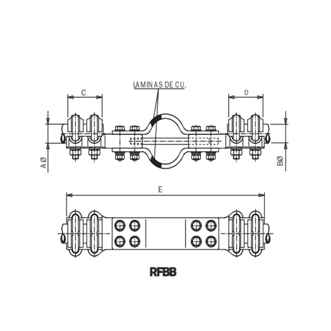 CONECTOR RECTO DE DITALACION CON GUIA PARA UNION PARA TUBOS DE CU Ø:40/50MM RFBB-4050 ARAGCU AS1