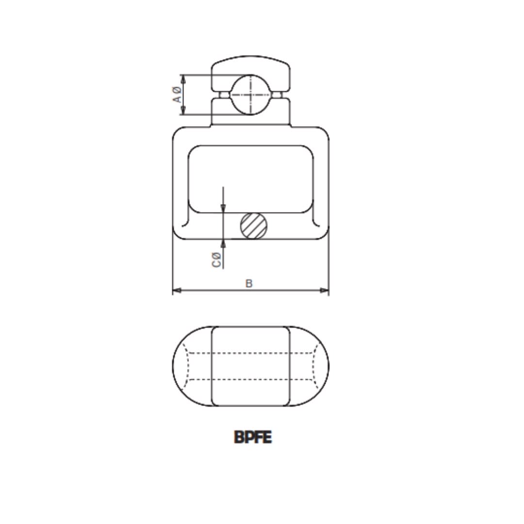 PUNTO FIJO DE ESTRIBO PARA TUBO O CABLE DE CU Ø:22-30/117MM BPFE-22/30 ARAGCU AS1