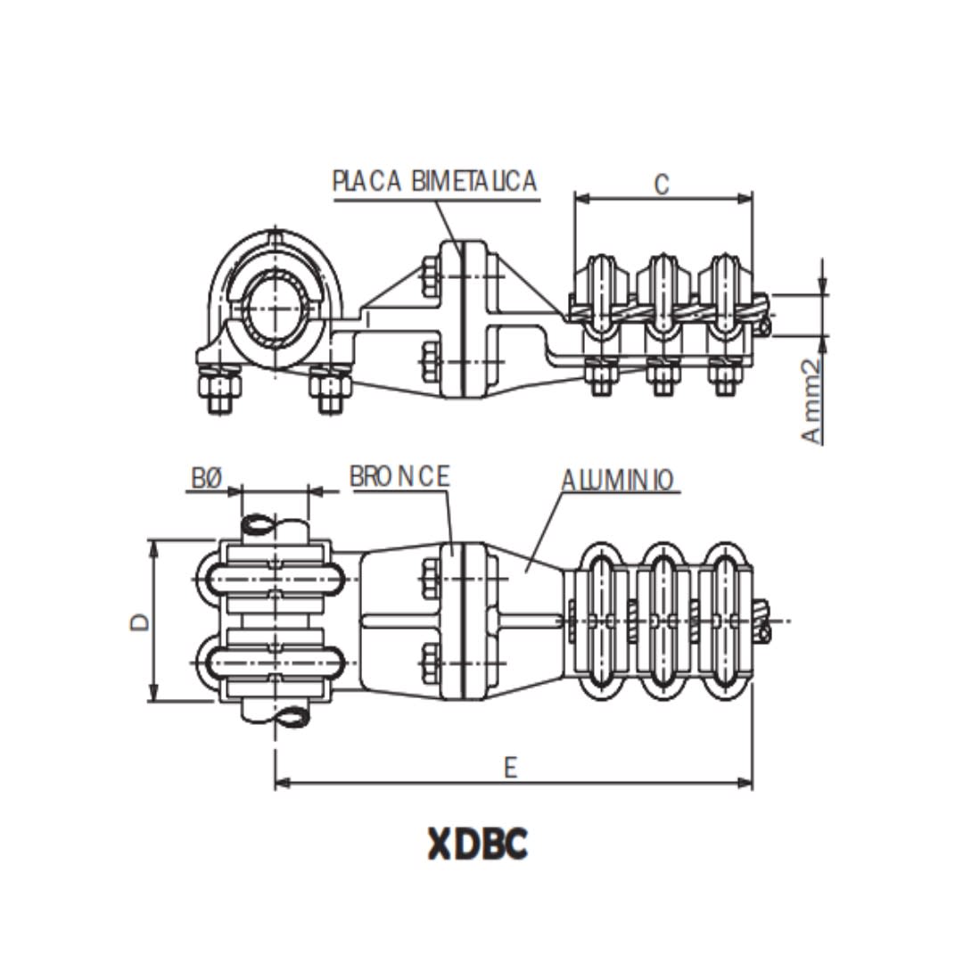 DERIVACION EN T BIMETALICO TUBO/BORNA CUPASANTE Y DERIVADO CABLE AL XDBC-30380 ARAGCU AS1
