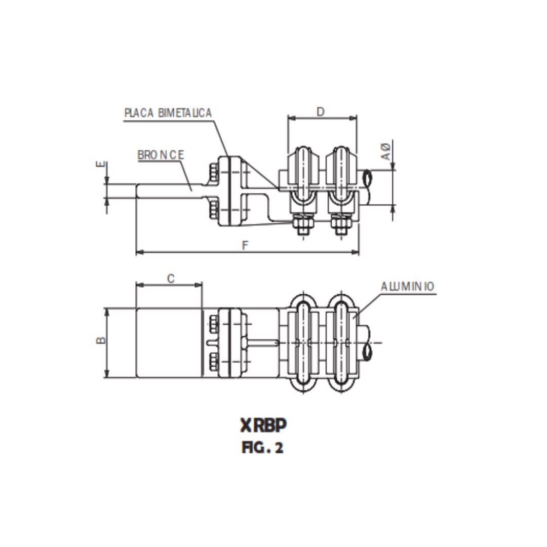 CONECTOR RECTO BIMETALICO UNION TUBO AL A PLETINA CU Ø:30/100MM XRBP-3066CU ARAGCU AS1