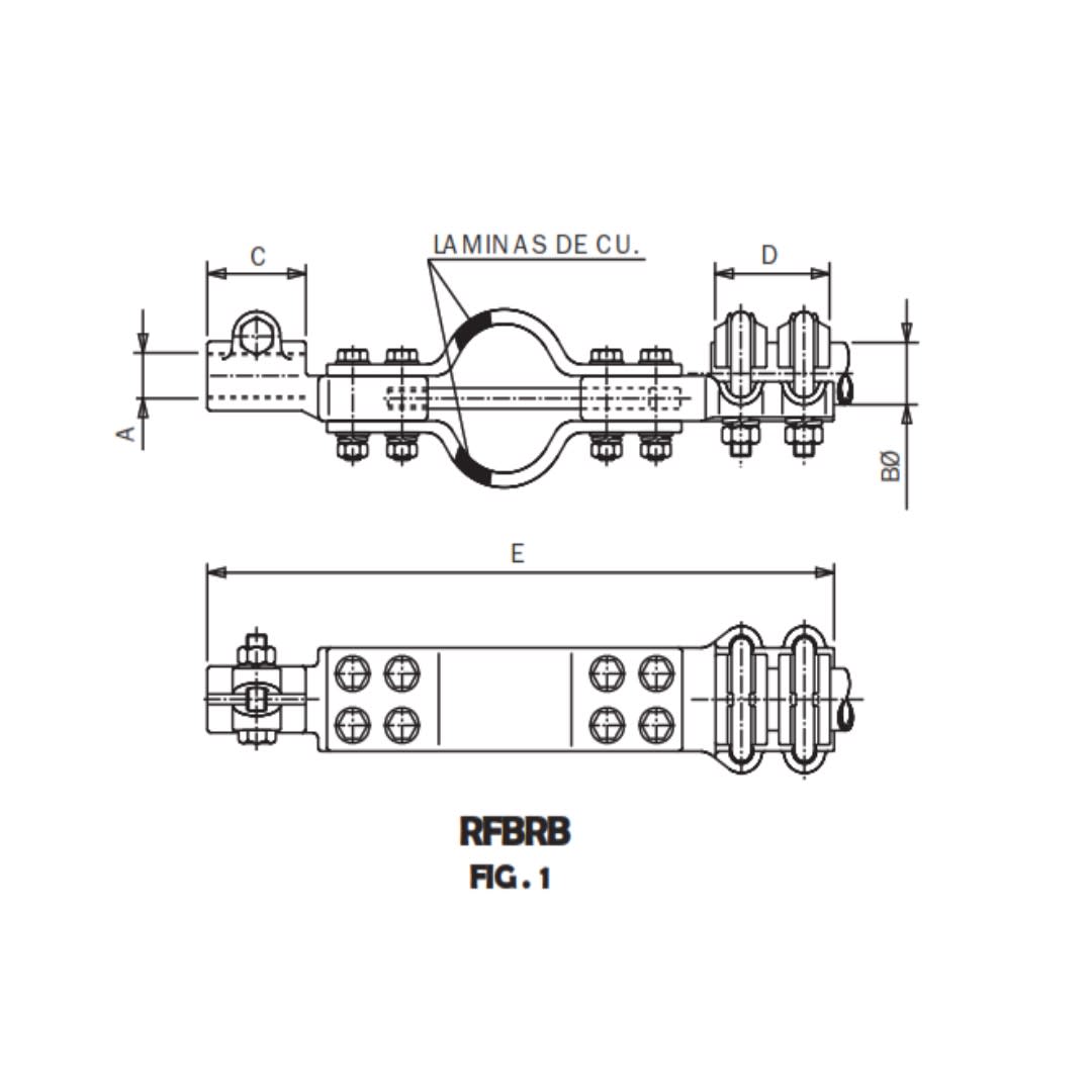 CONECTOR RECTO DE DITALACION CON GUIA PARA UNION BORNA CU ROSCADA A TUBO RFBRB-M2050 ARAGCU AS1