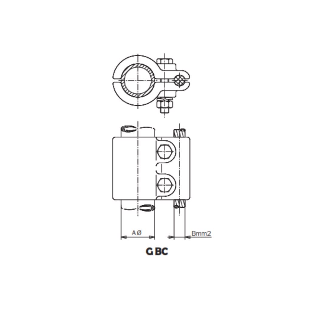 GRAPA PARALELA PARA TUBO Y CABLE DE COBRE Ø:30-95MM GBC-30150 ARAGCU AS