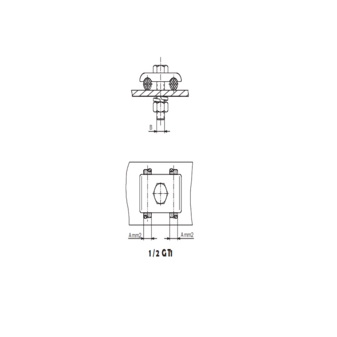 GRAPA P.A.T. PARA CABLES DE COBRE SOBRE ESTRUCTURA Ø:95-150MM 1/2GT1-150/M10 ARAGCU AS